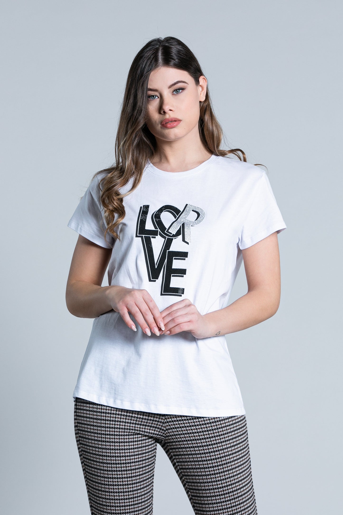 ROPPONGI 爱心水钻印花半袖 T 恤