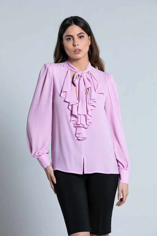 TATE deep sc.v 荷叶边蝴蝶结长袖衬衫