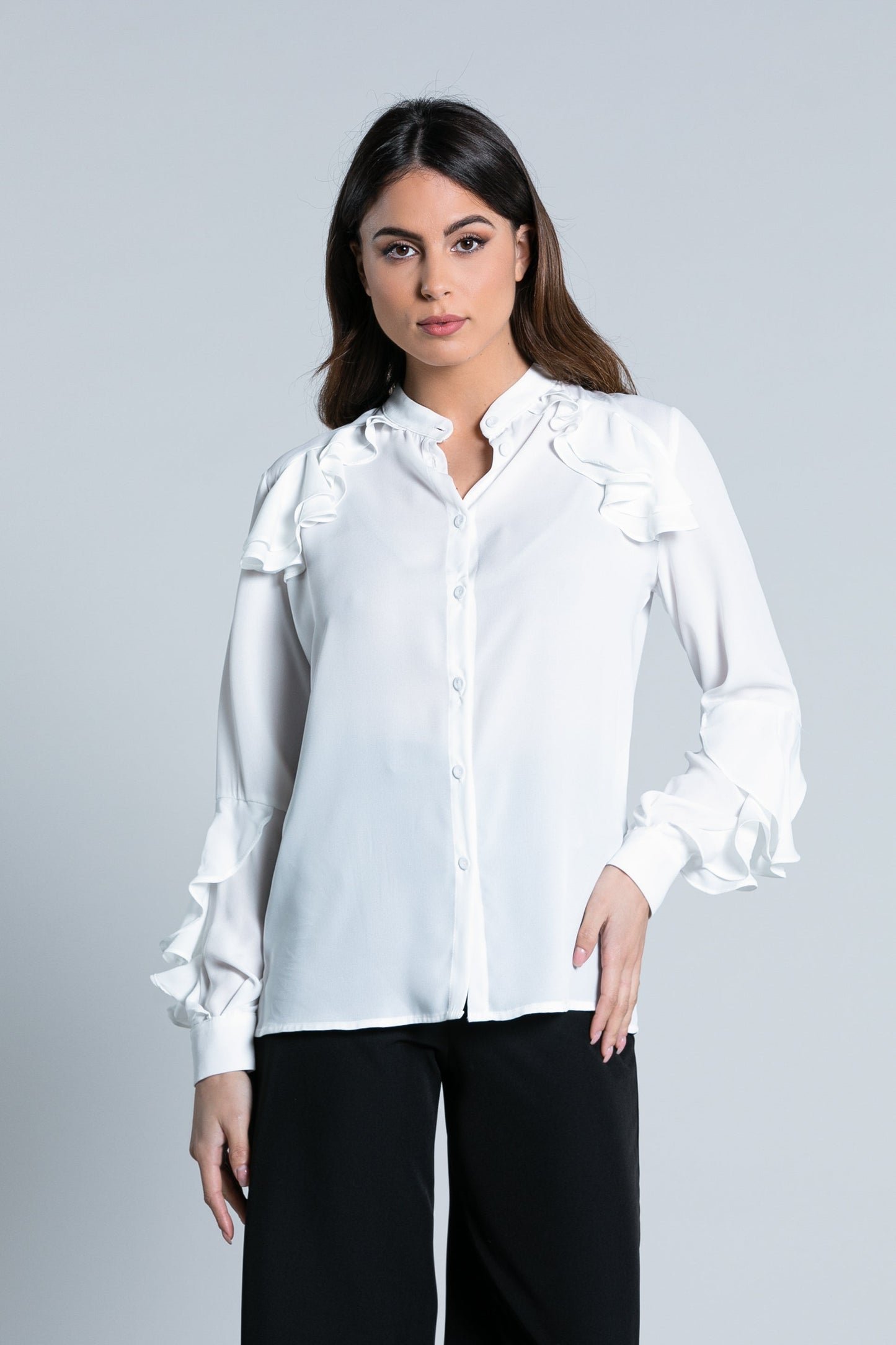 TAI 荷叶边韩版长袖衬衫