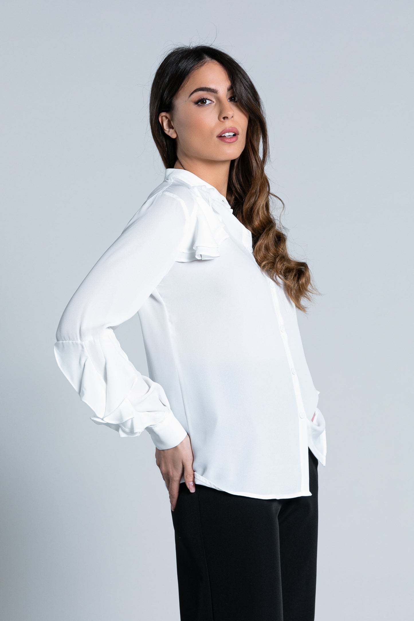 TAI 荷叶边韩版长袖衬衫