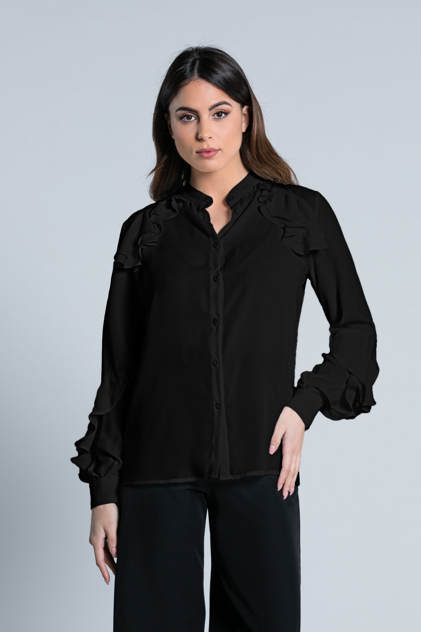 TAI 荷叶边韩版长袖衬衫