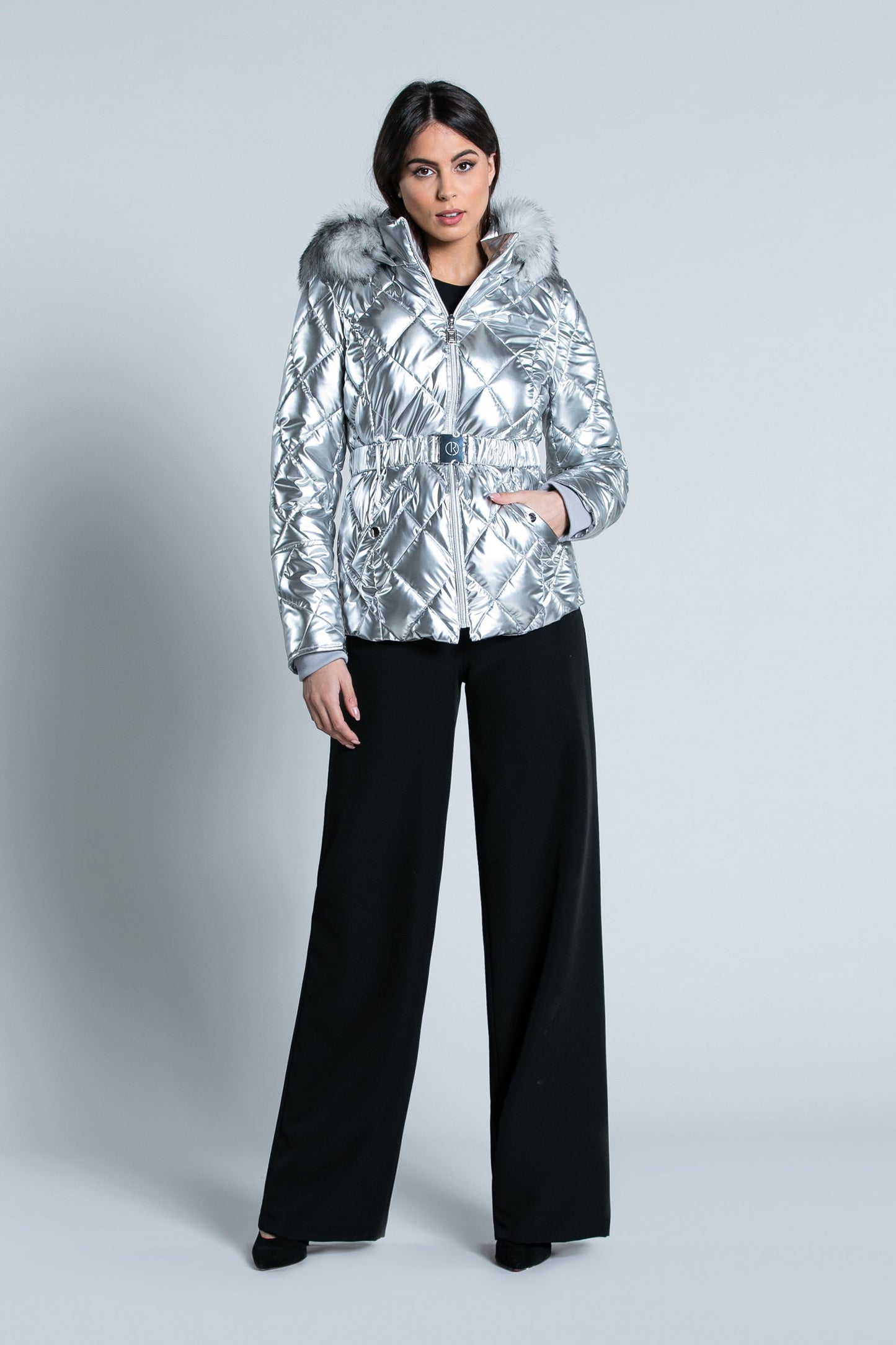 SPORTYU 长袖羽绒服，带兜帽和可拆卸人造毛皮。 plus Belt plus ts 钻石 imp