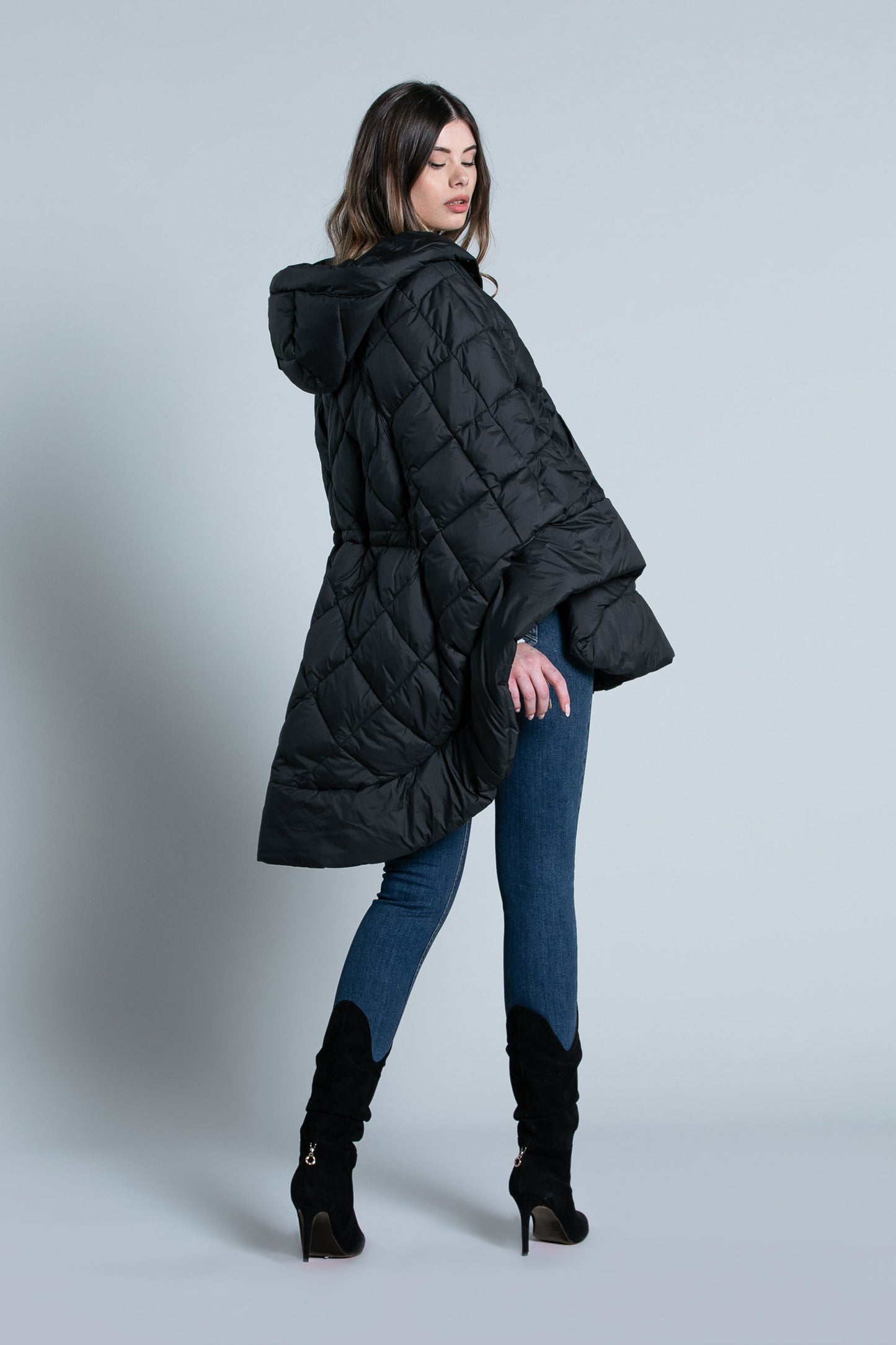 WOLDEREY 羽绒服 3/4 袖斗篷带抽绳加口袋加兜帽