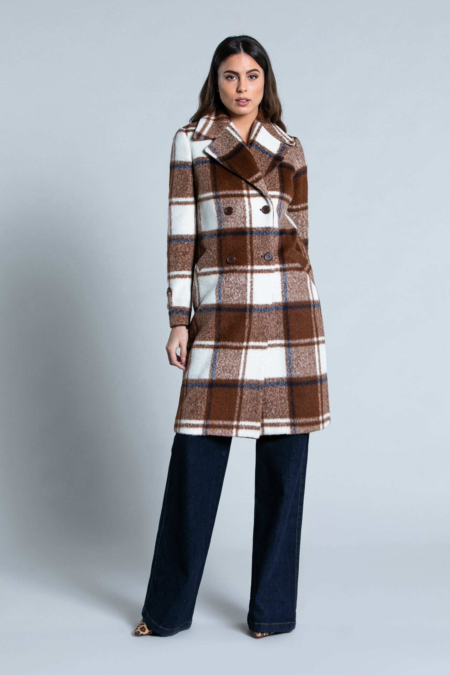 双排扣 Mar 加方形口袋长袖 RETIF 大衣