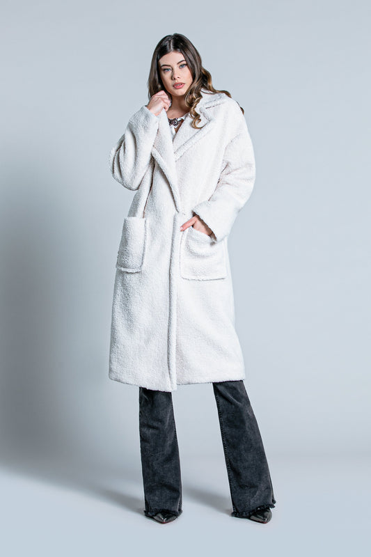 TENDZY 口袋熊贴饰长袖双排扣大衣