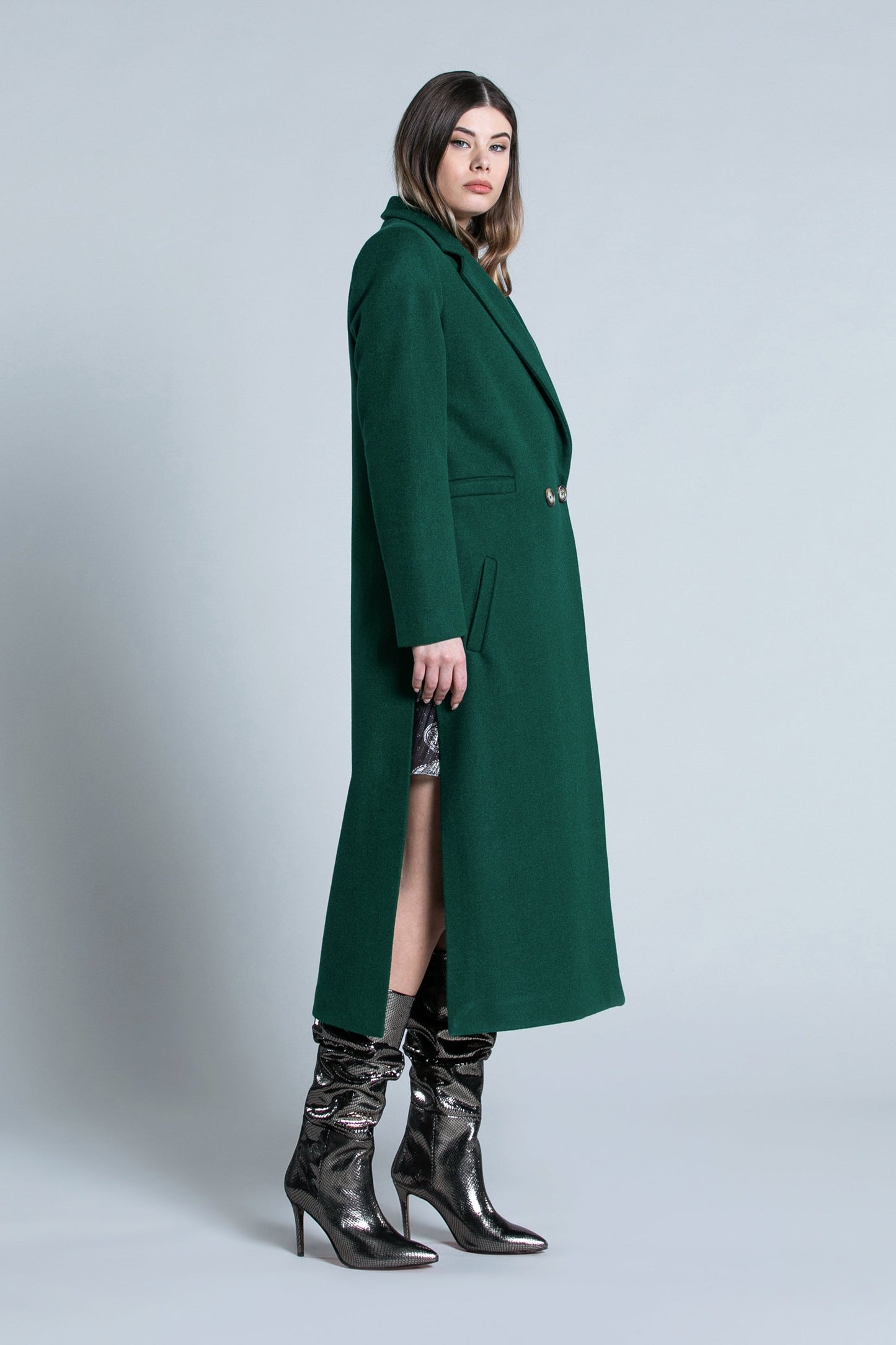 双排扣长袖 ERBIC 双口袋长大衣