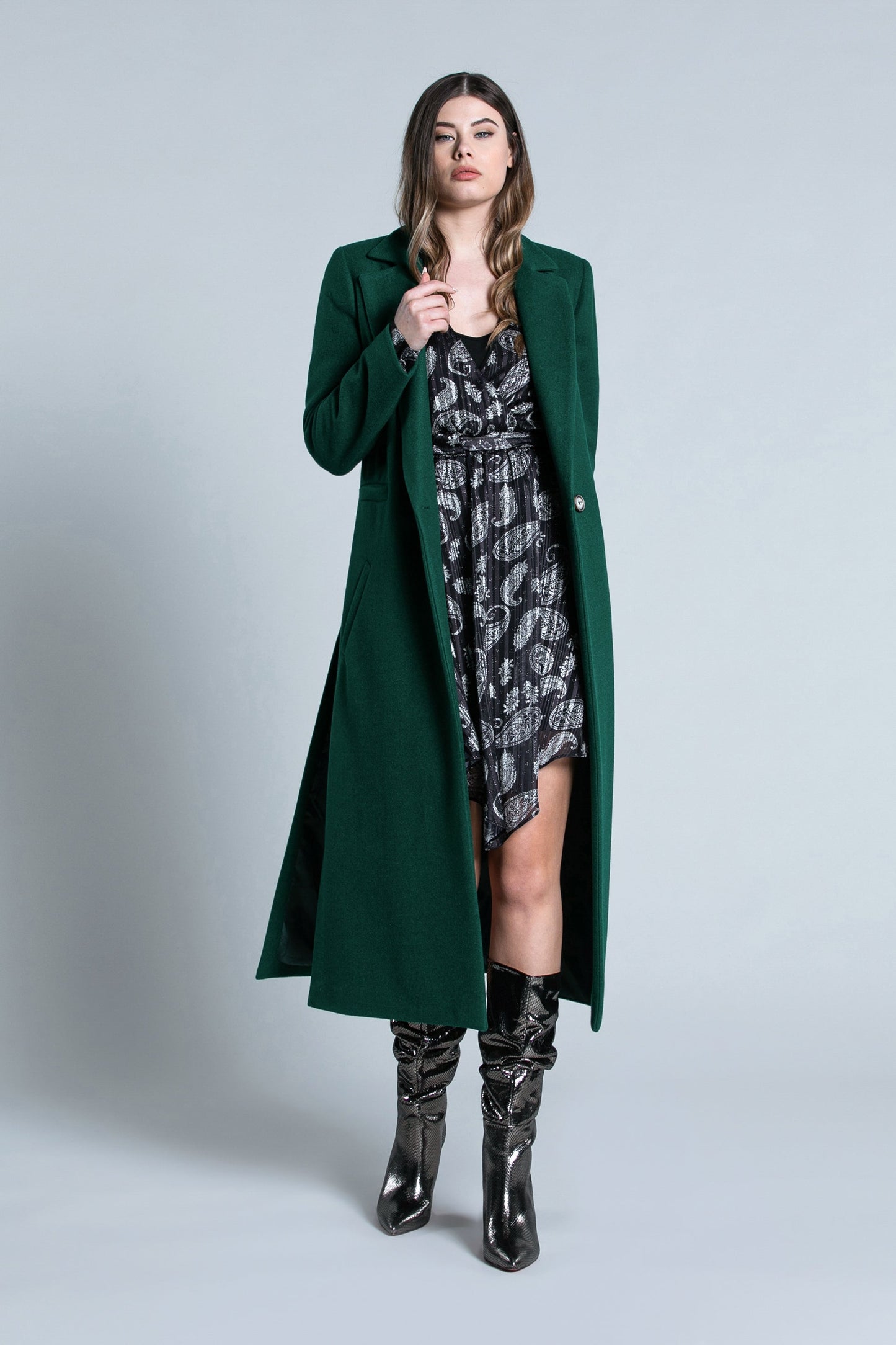 双排扣长袖 ERBIC 双口袋长大衣