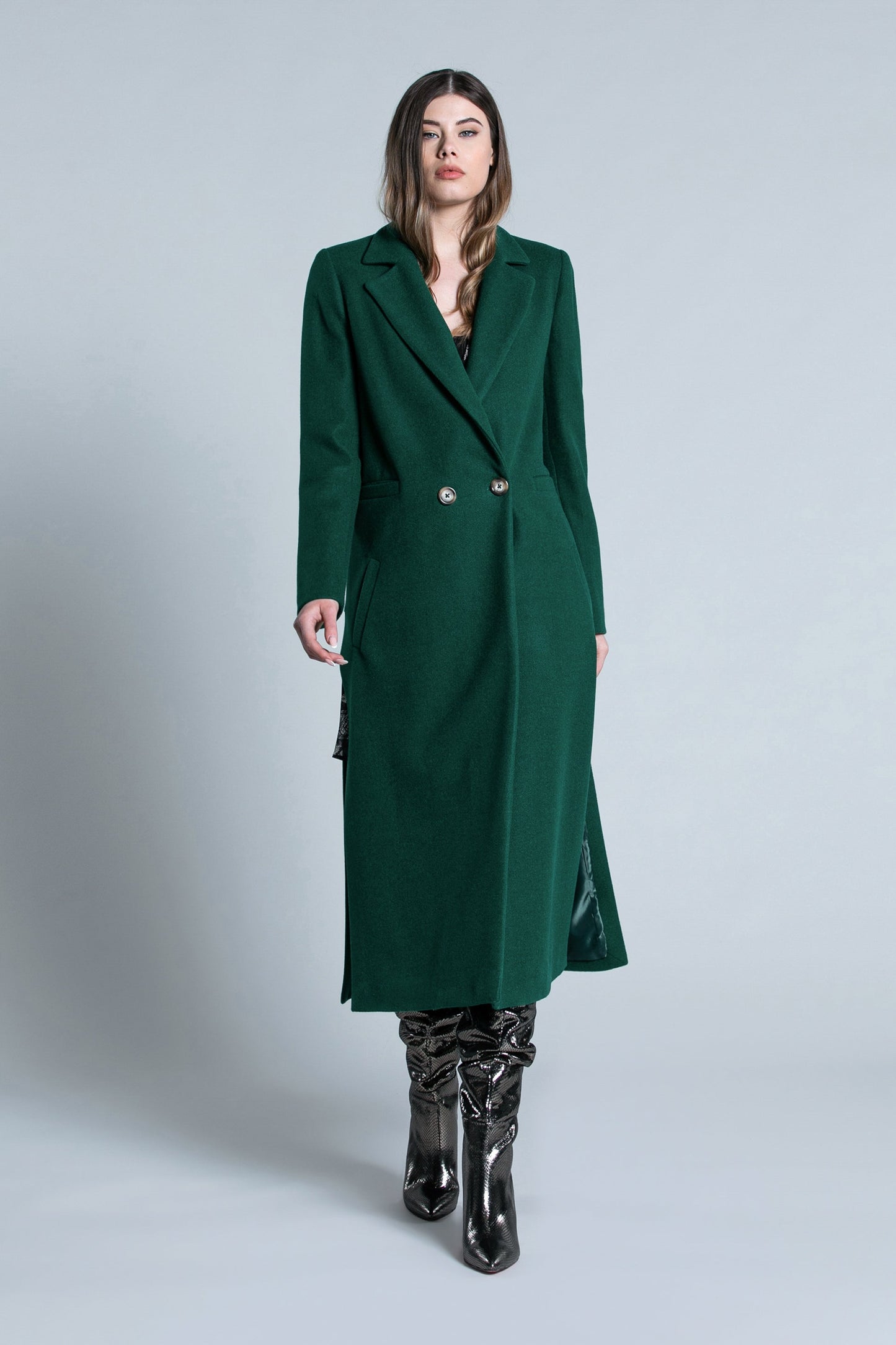 双排扣长袖 ERBIC 双口袋长大衣