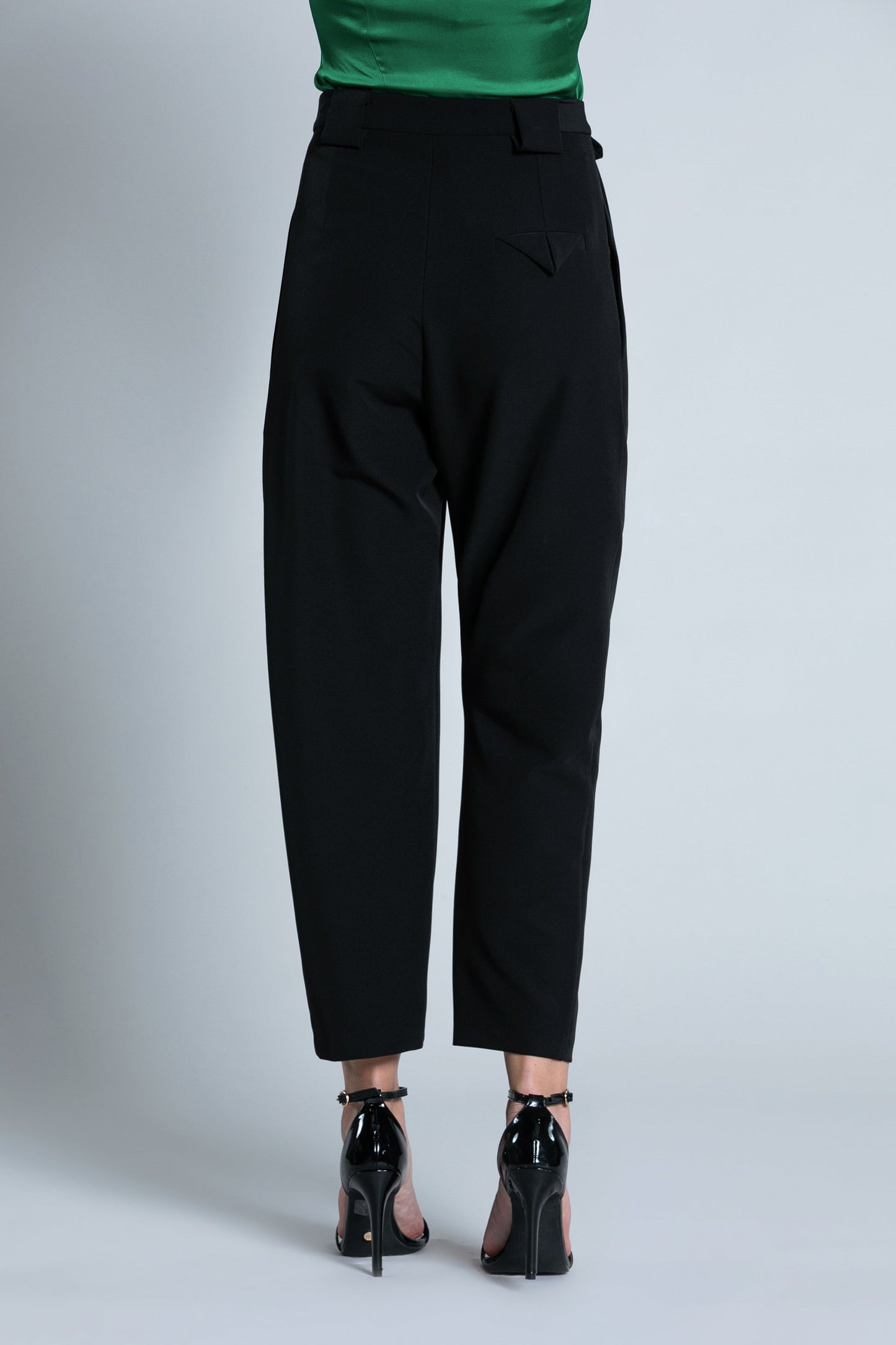 SETMUS 高腰长裤，褶皱加腰带环加口袋