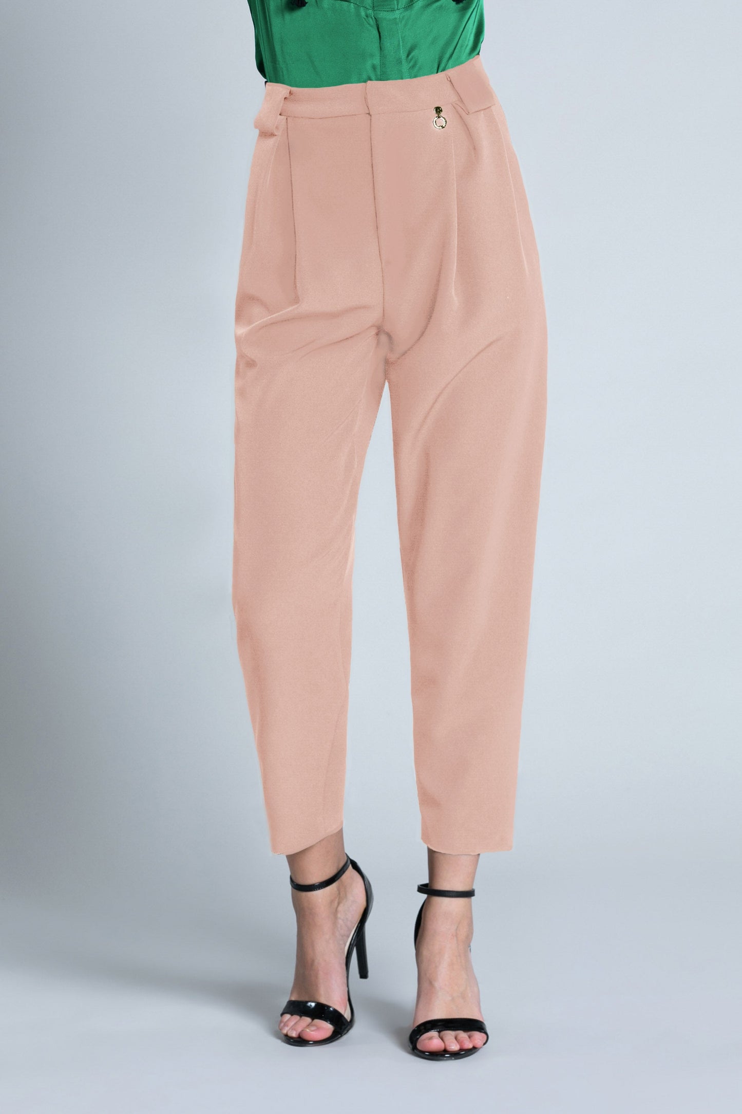 SETMUS 高腰长裤，褶皱加腰带环加口袋