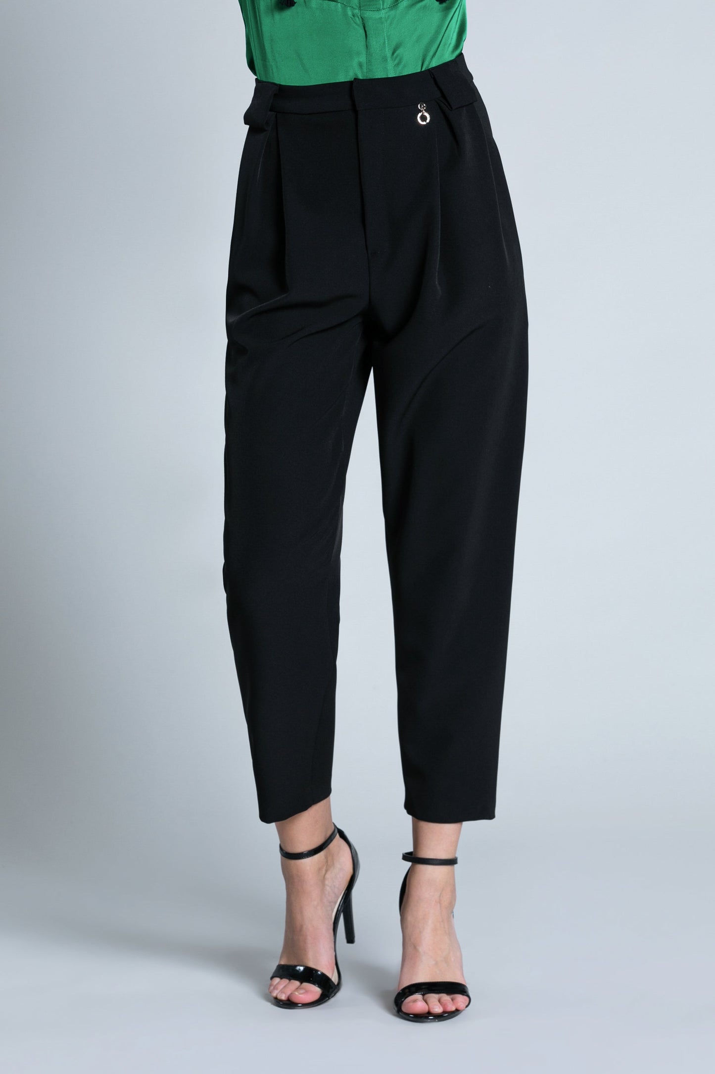 SETMUS 高腰长裤，褶皱加腰带环加口袋