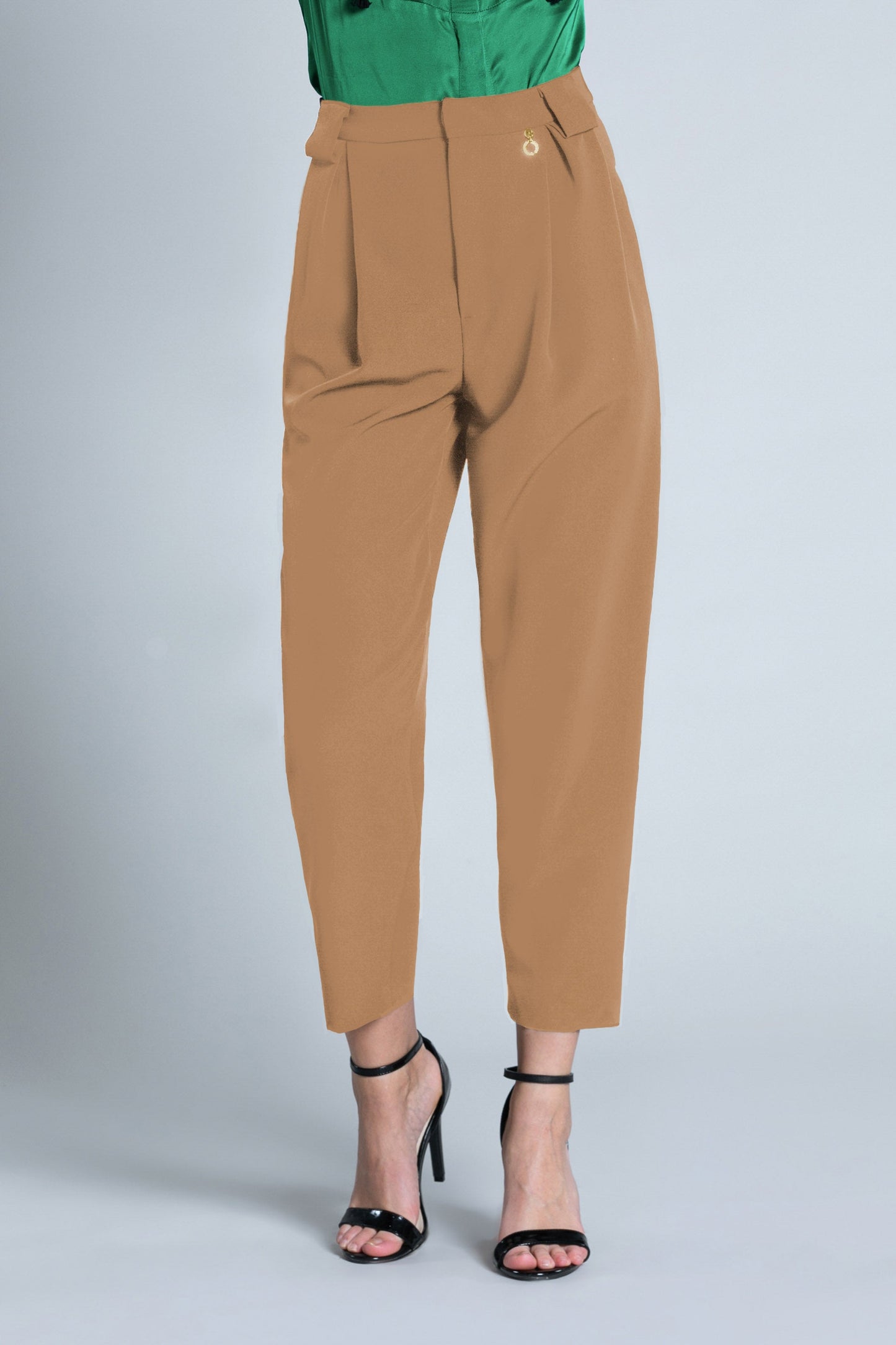 SETMUS 高腰长裤，褶皱加腰带环加口袋