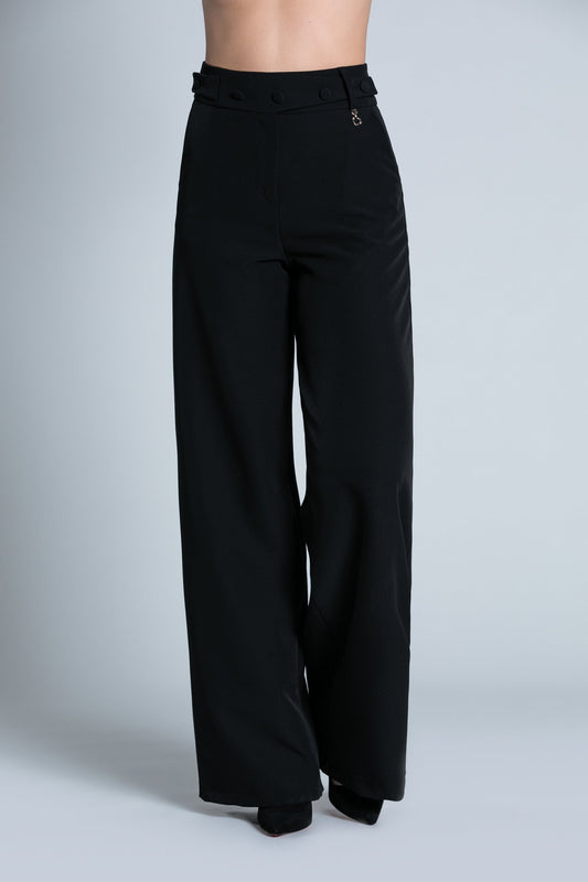 SEDDY 高腰阔腿裤，饰带加纽扣加法式口袋