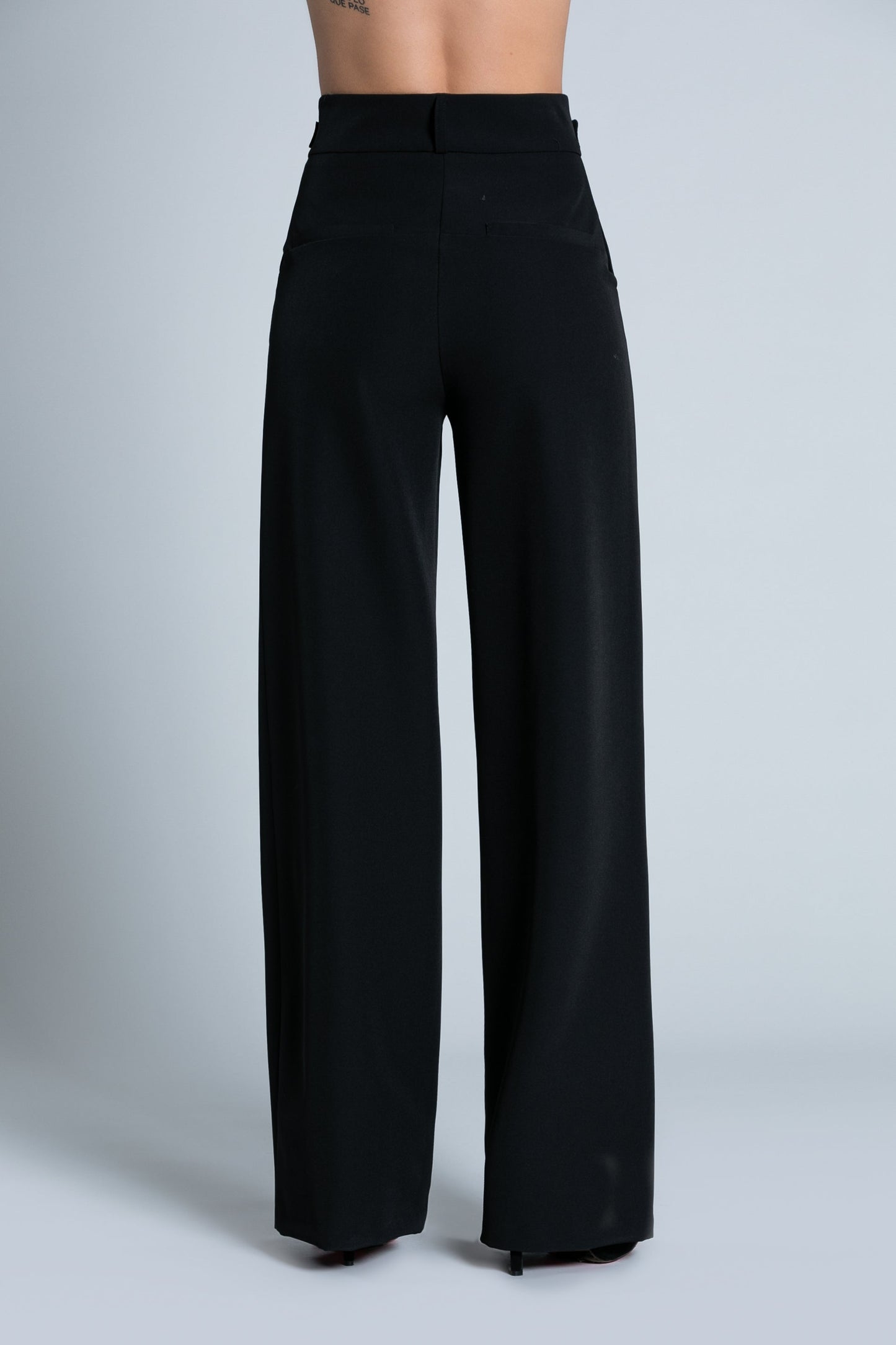 SEDDY 高腰阔腿裤，饰带加纽扣加法式口袋