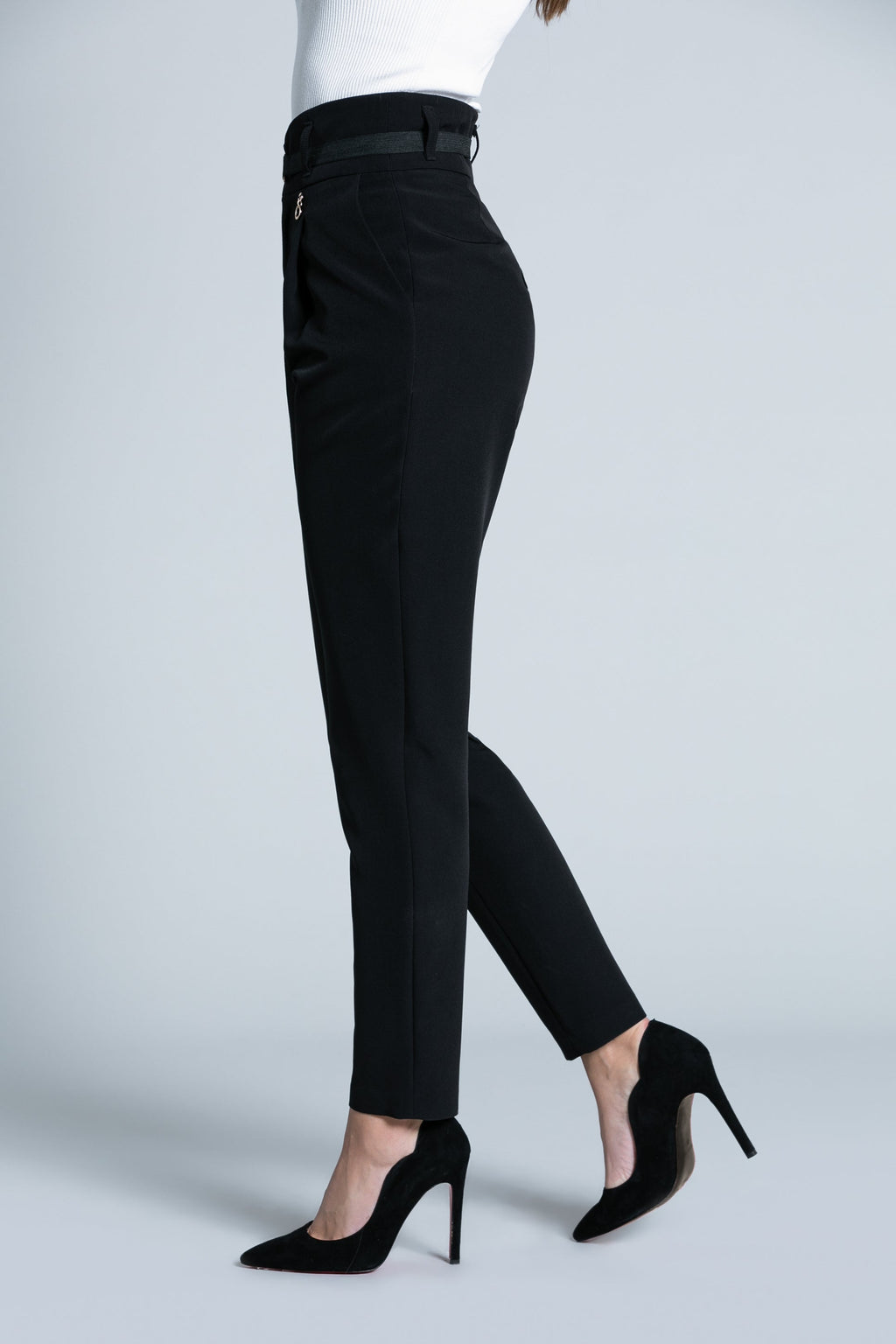 Pantalone VRET vita alta con bustino smoking più cinturino più tasche
