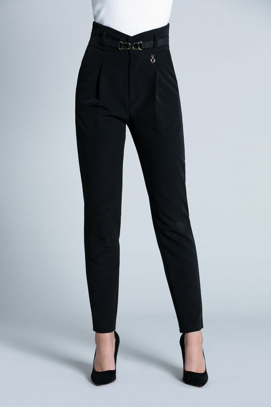 Pantalone VRET vita alta con bustino smoking più cinturino più tasche