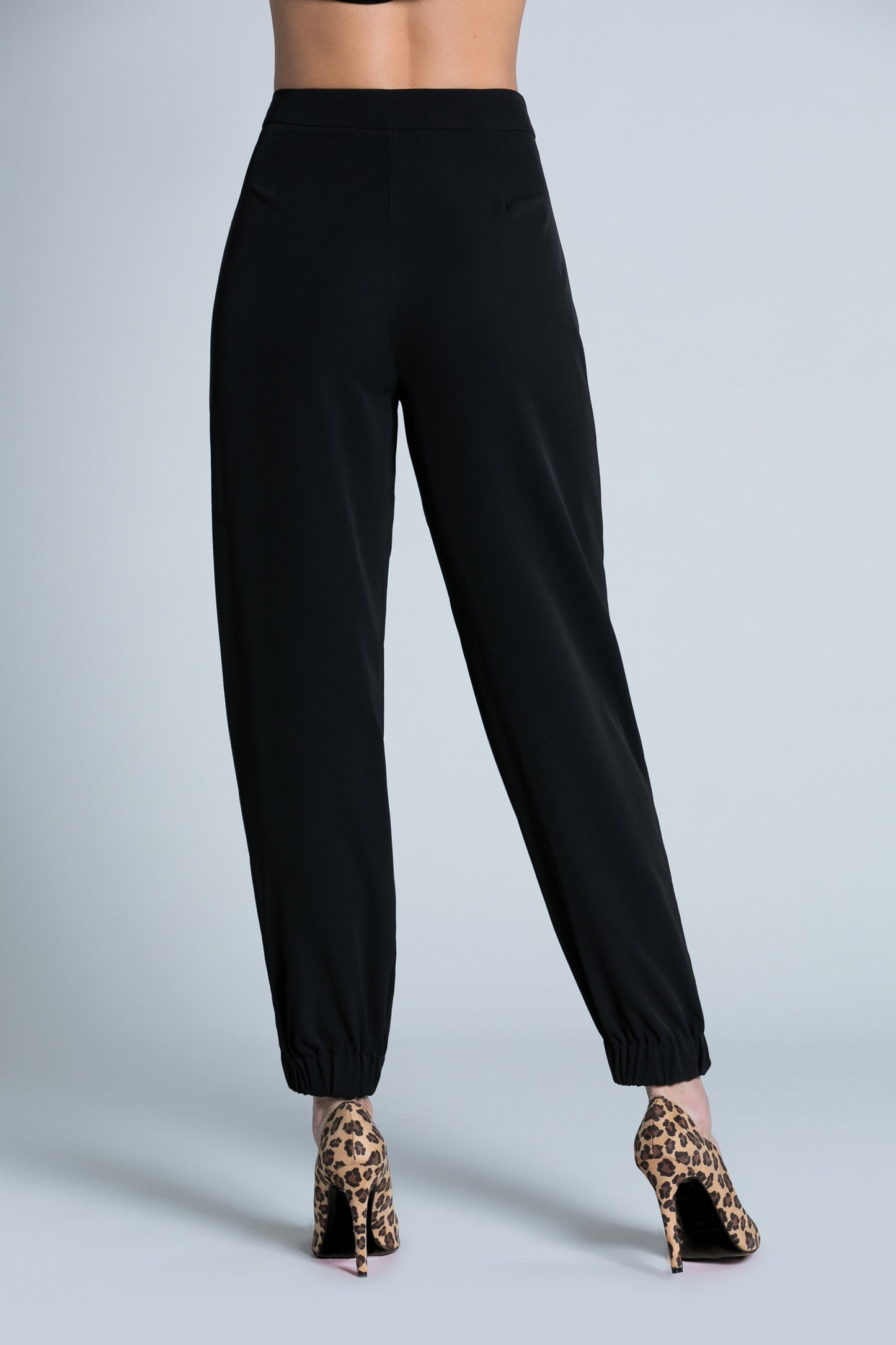 Pantalone CATTLES vita alta con bottoni oro più gioiello più elastico al fondo