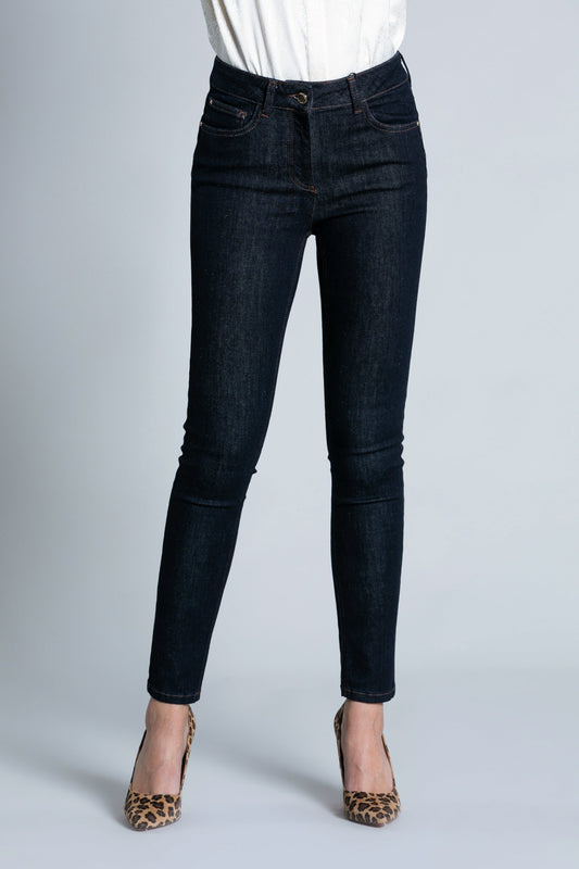 Jeans FLOORA push-up 5 tasche 深蓝色牛仔布