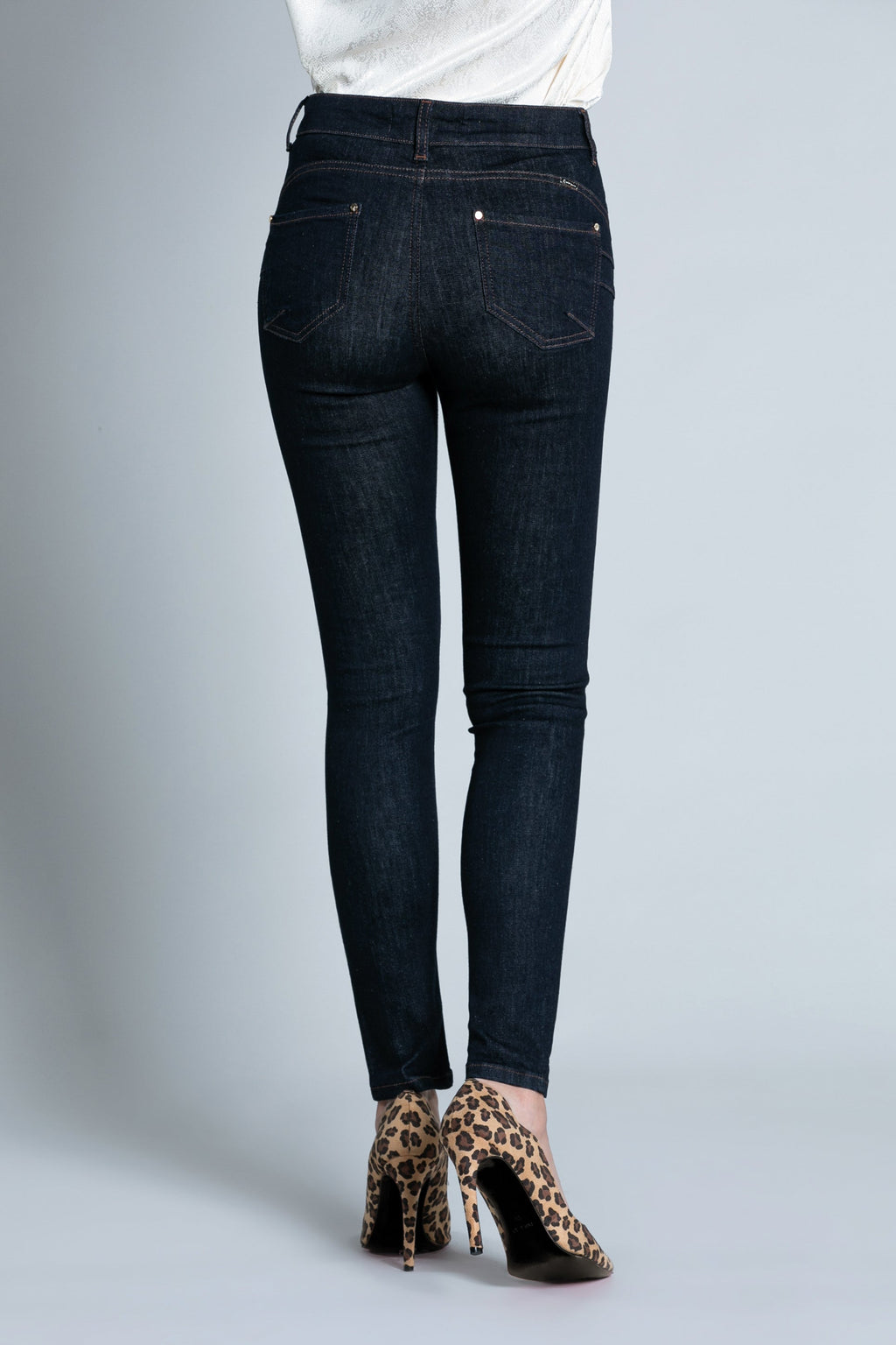 Jeans FLOORA push-up 5 tasche 深蓝色牛仔布