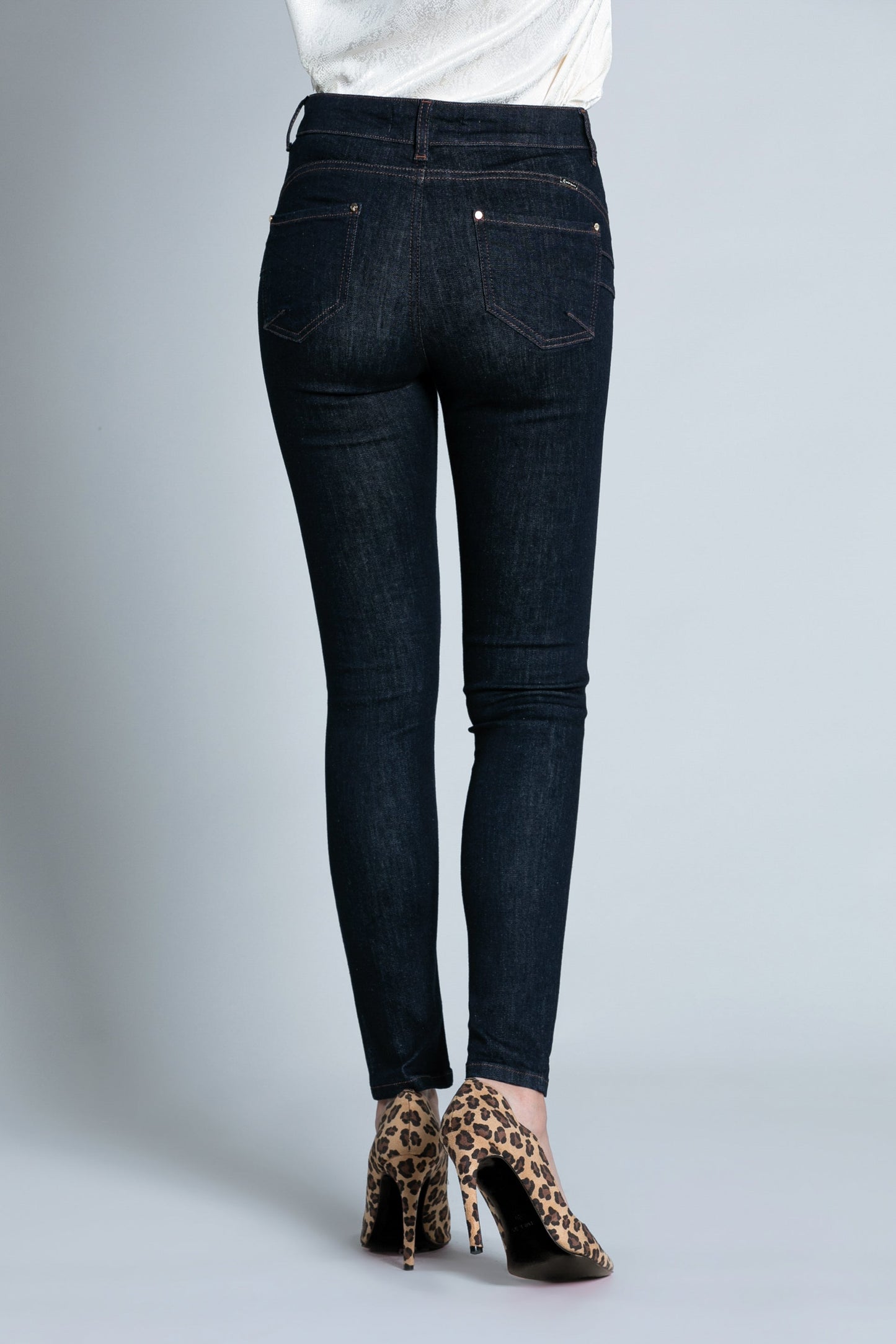 Jeans FLOORA push-up 5 tasche 深蓝色牛仔布