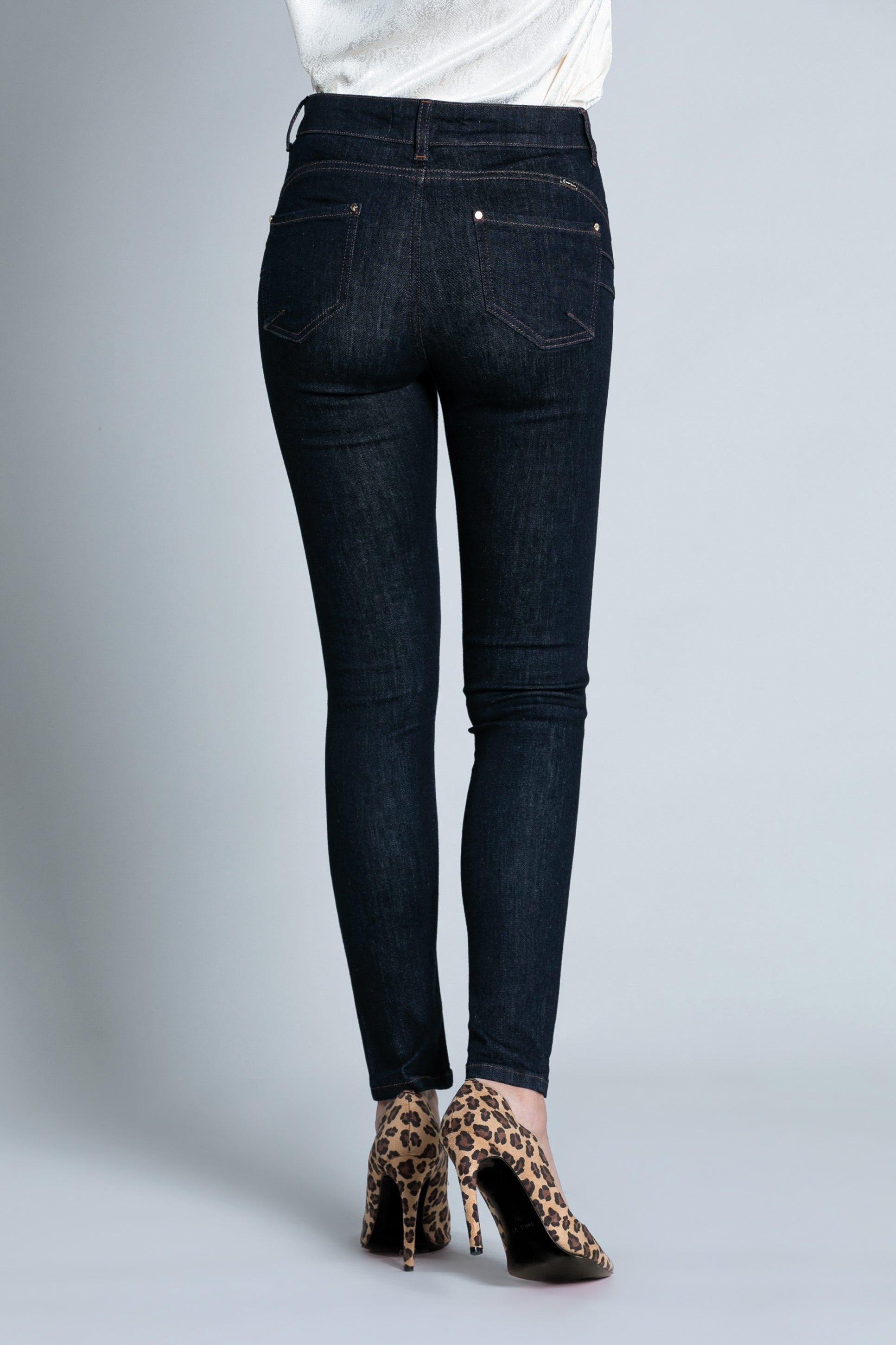 Jeans FLOORA push-up 5 tasche 深蓝色牛仔布