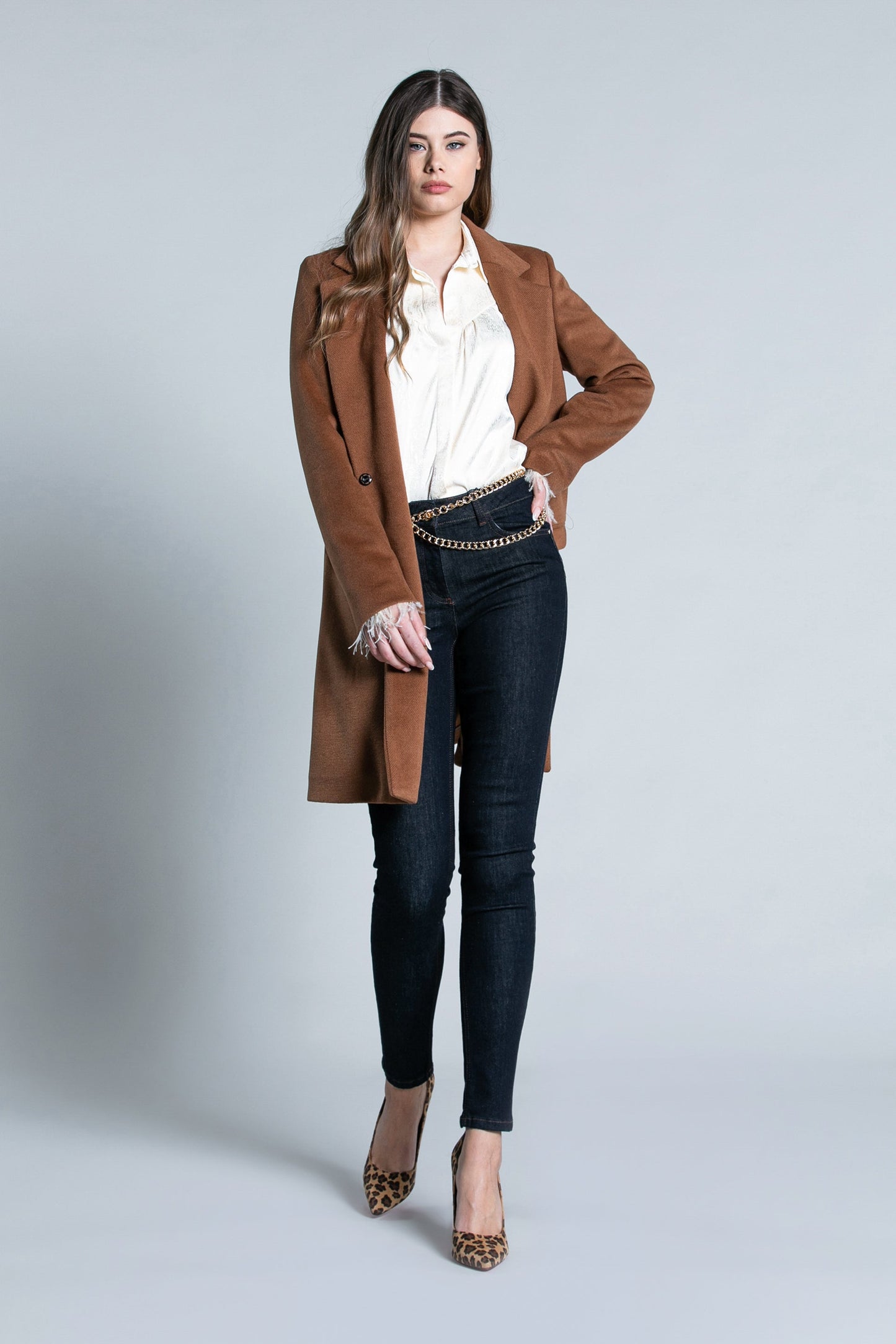 Jeans FLOORA push-up 5 tasche 深蓝色牛仔布