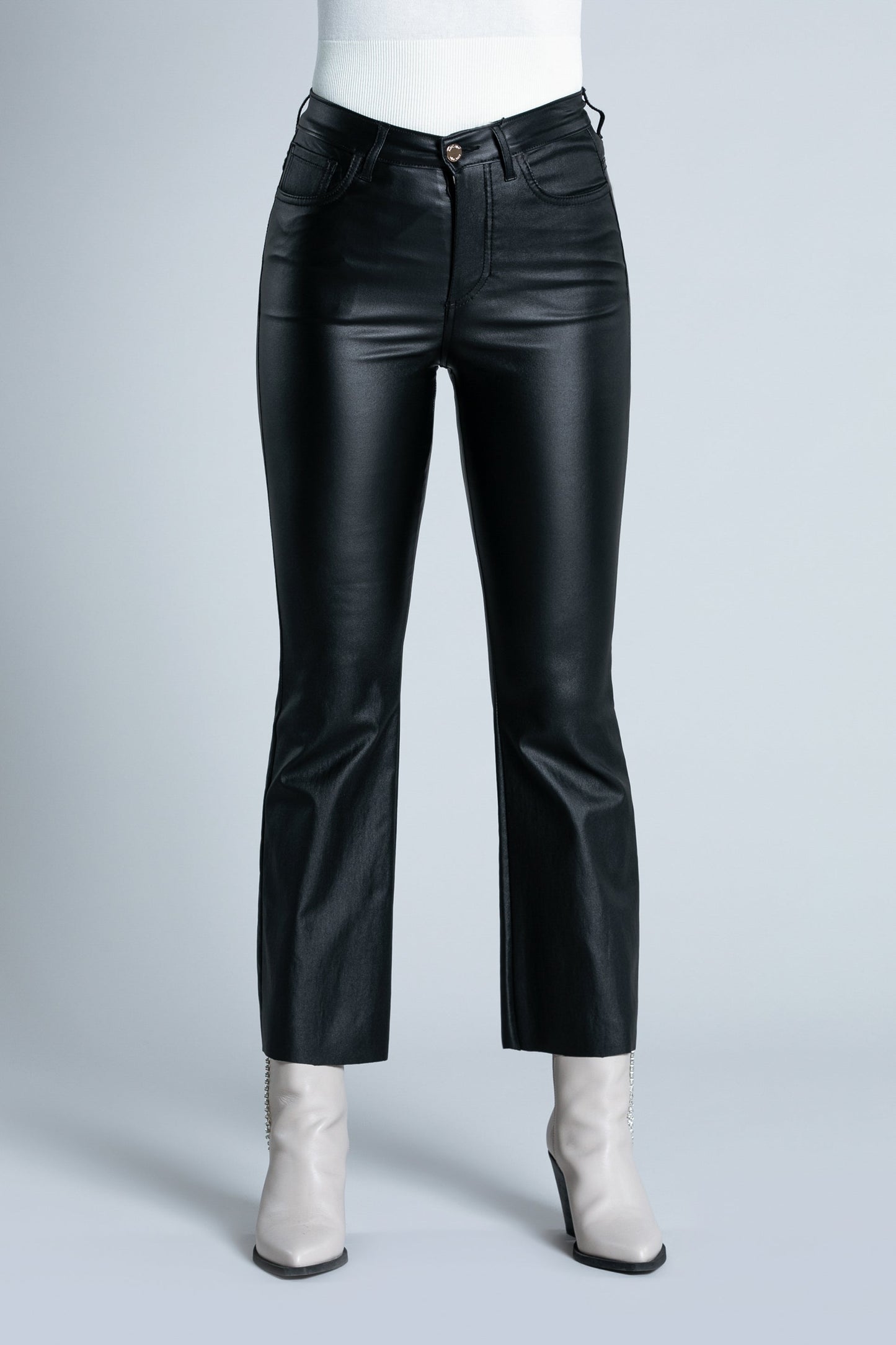 STEEL 高腰九分人造皮裤 5ts