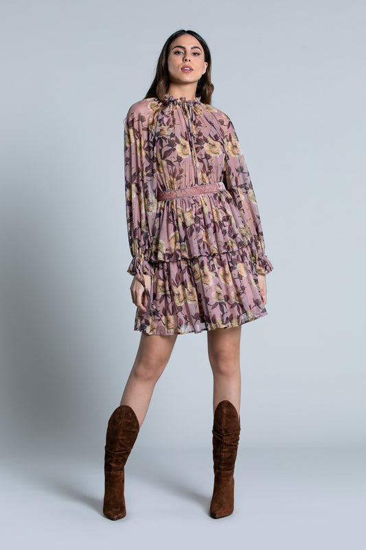 SENDY 短裙长袖插肩袖教授。更多磁带更多 f.rose 荷叶边