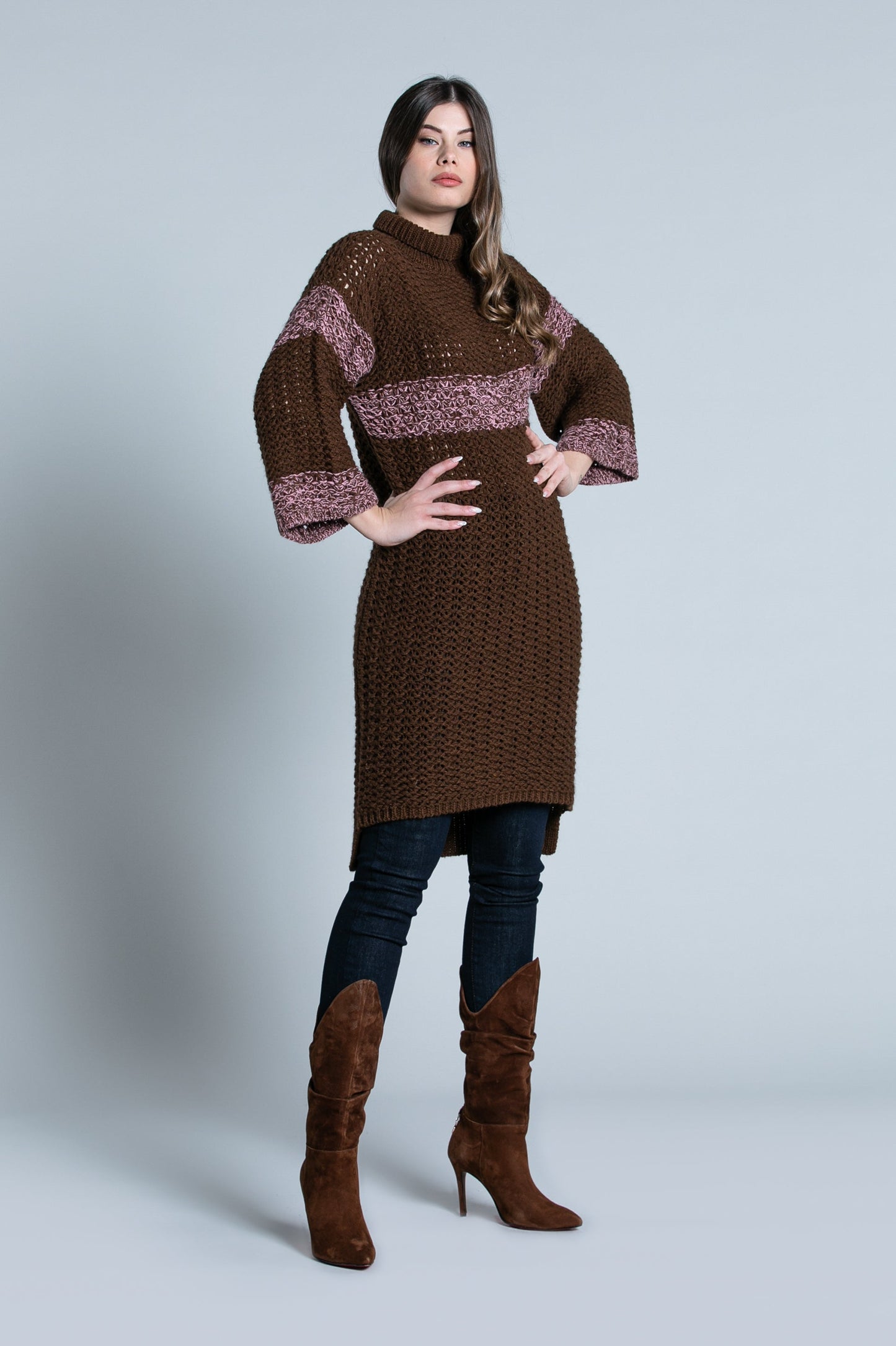 SHEN 短裙 3/4 袖高领不对称 f.do