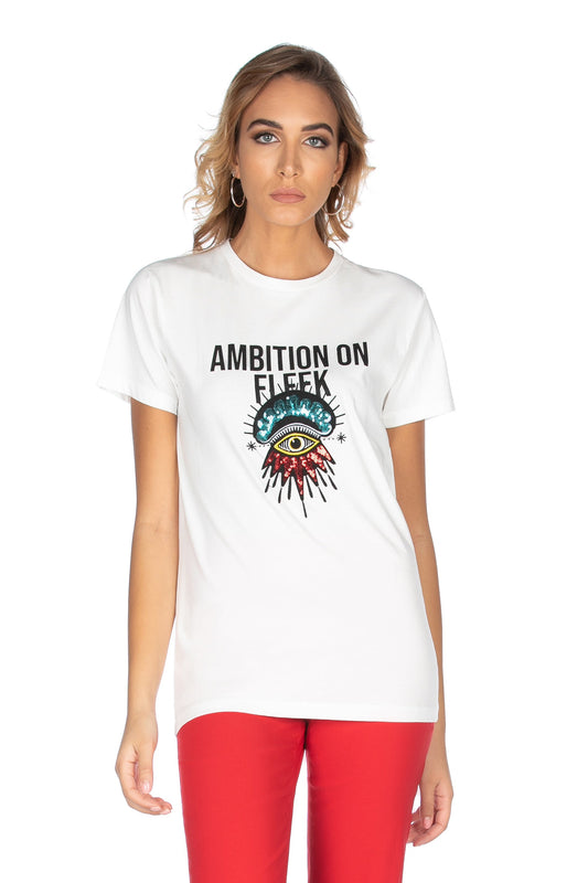 WERD 印花加亮片眼贴短袖T恤