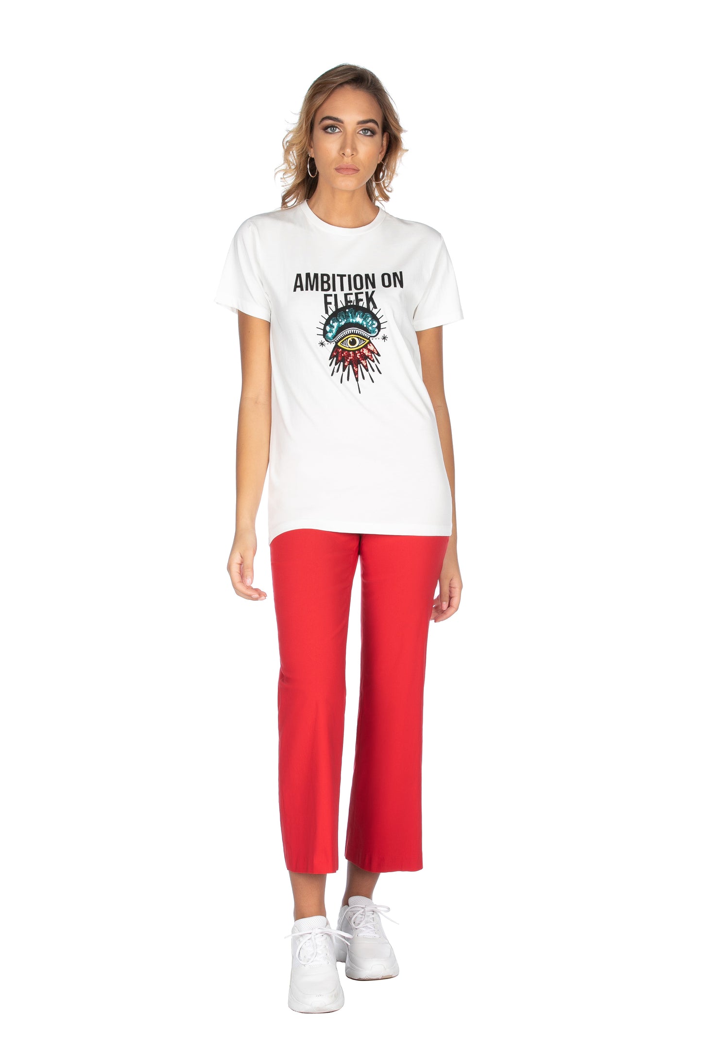 WERD 印花加亮片眼贴短袖T恤