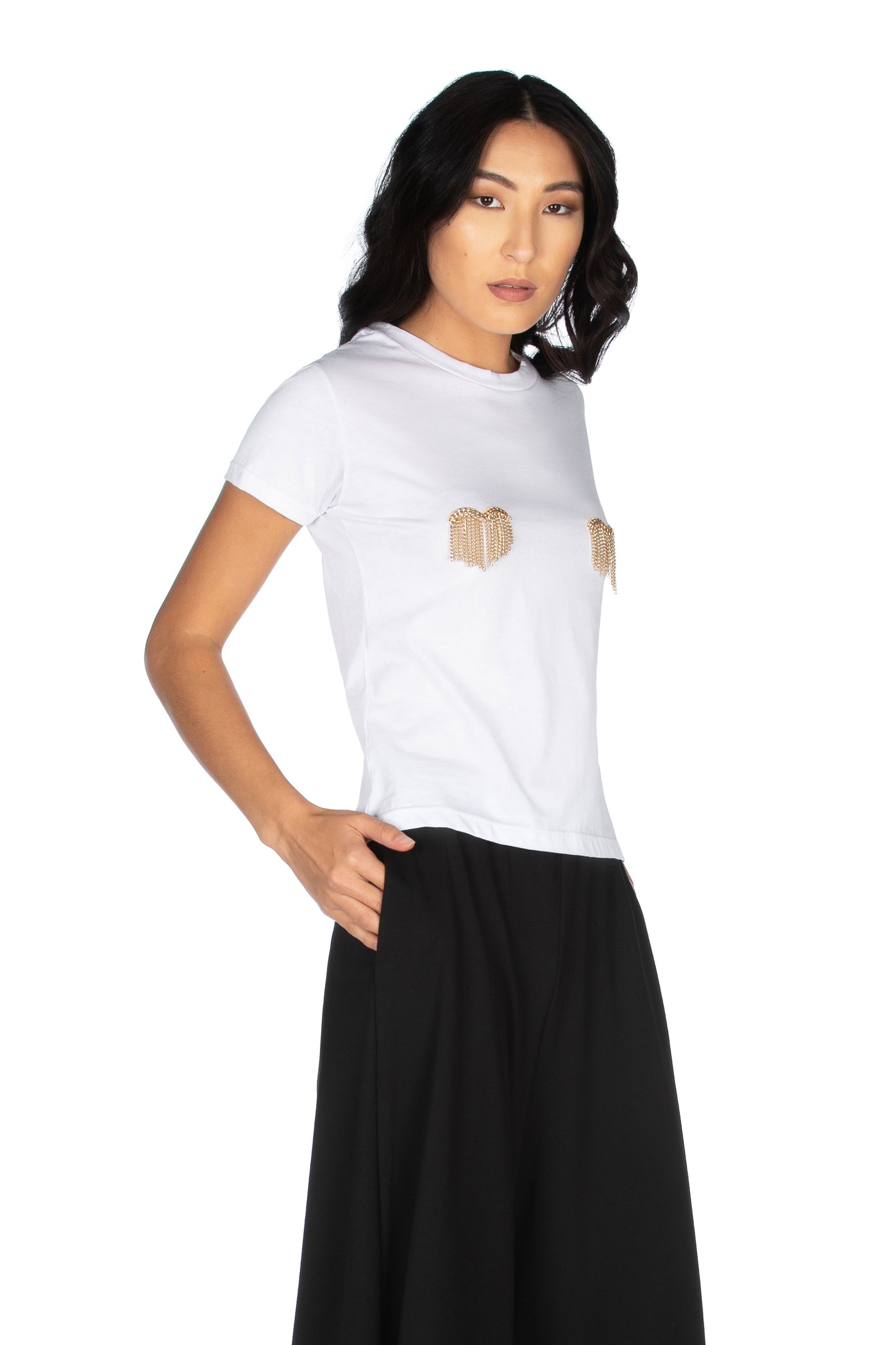 STRAPAZZISA 心形链条刺绣半袖 T 恤