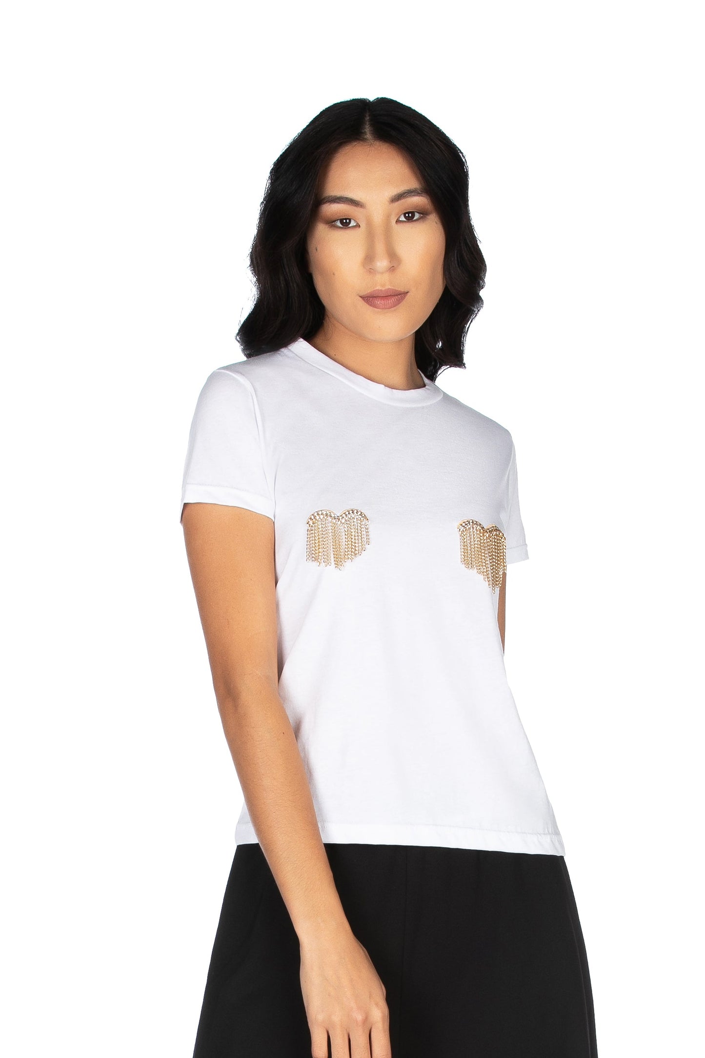 STRAPAZZISA 心形链条刺绣半袖 T 恤