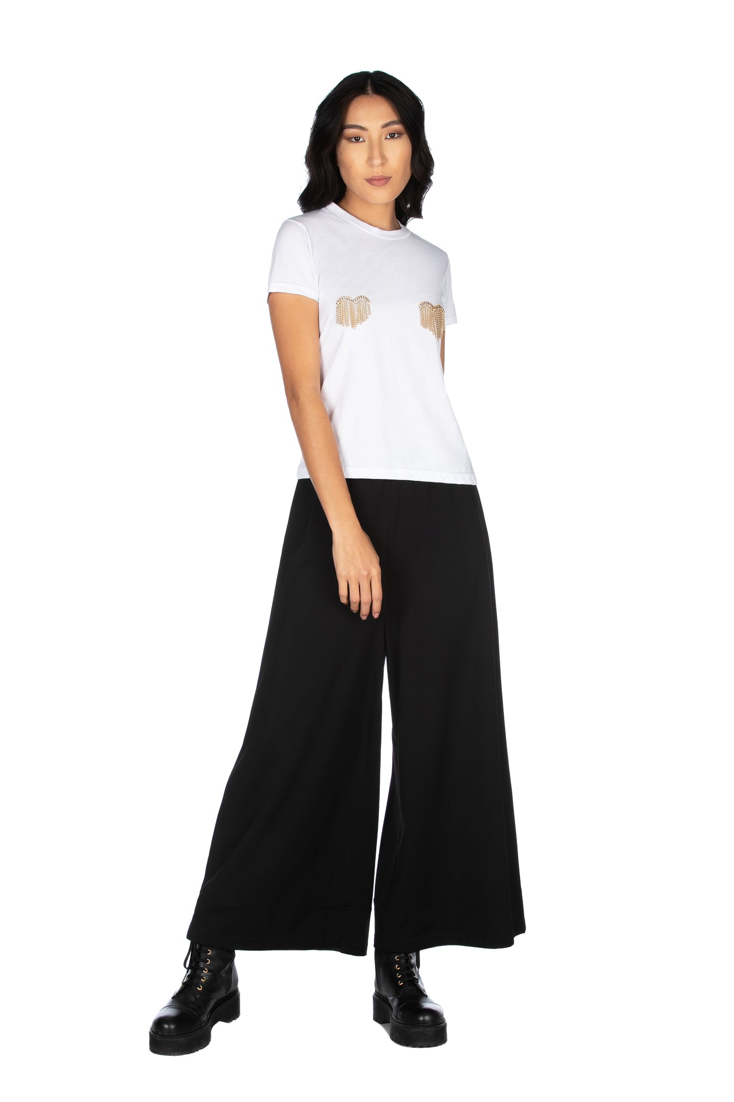 STRAPAZZISA 心形链条刺绣半袖 T 恤