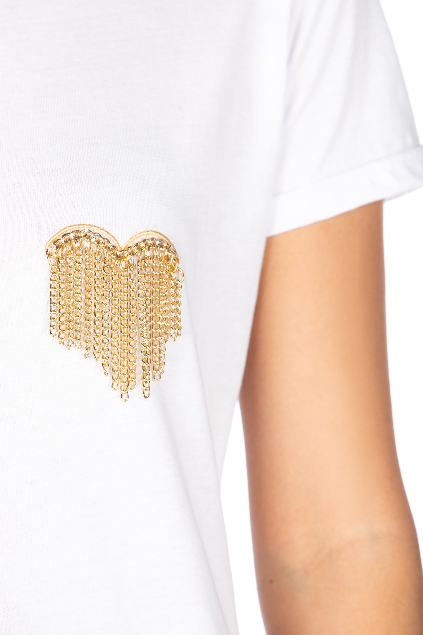 STRAPAZZISA 心形链条刺绣半袖 T 恤