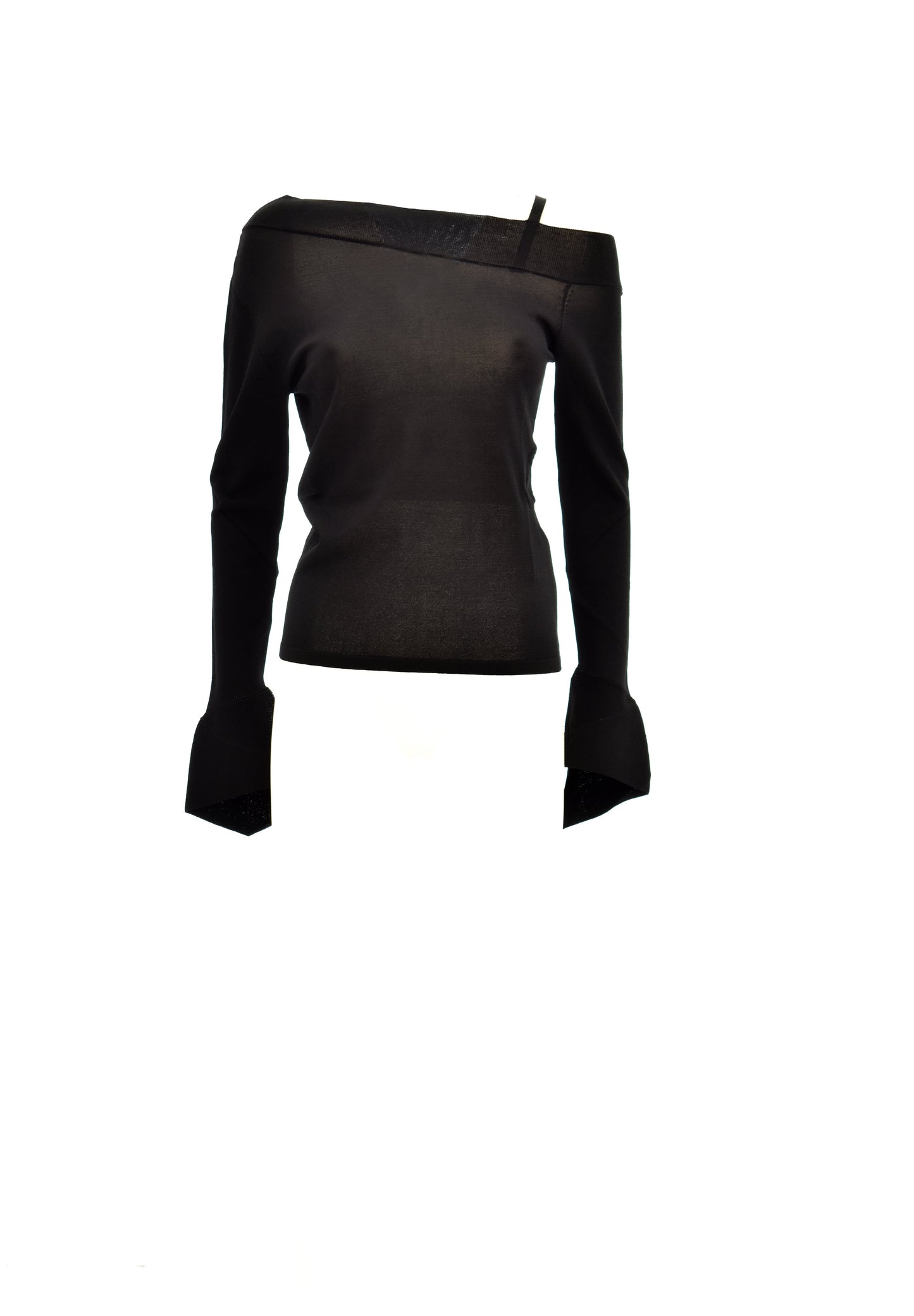 WHITERS 螺纹毛衣长袖宽袖底一字领