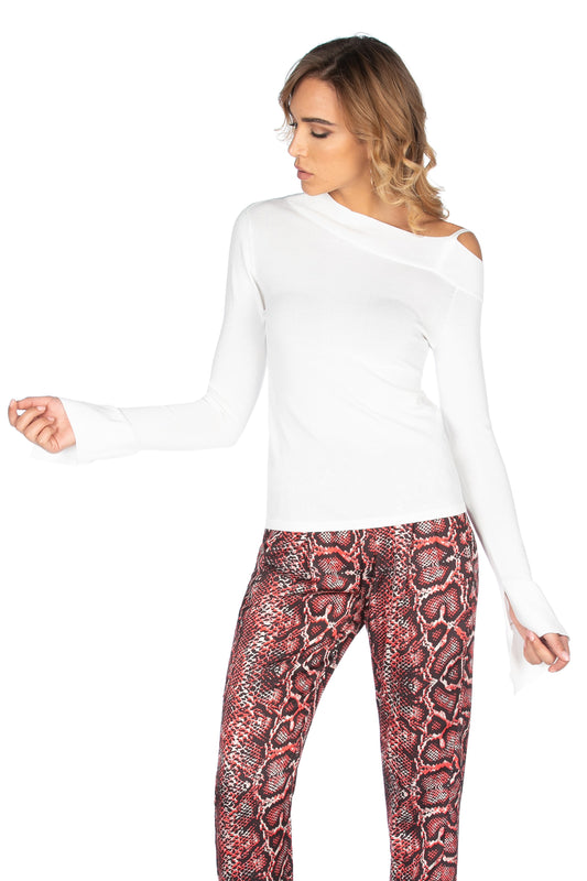 WHITERS 螺纹毛衣长袖宽袖底一字领