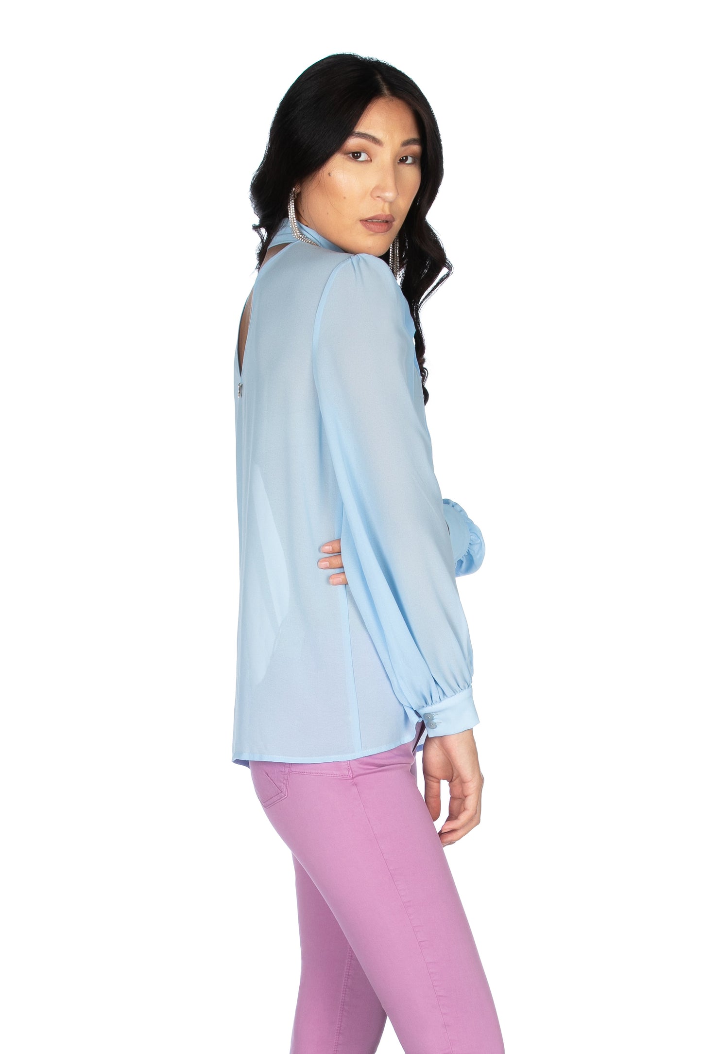 SIMON-BIS 长袖宽领双V领衬衫