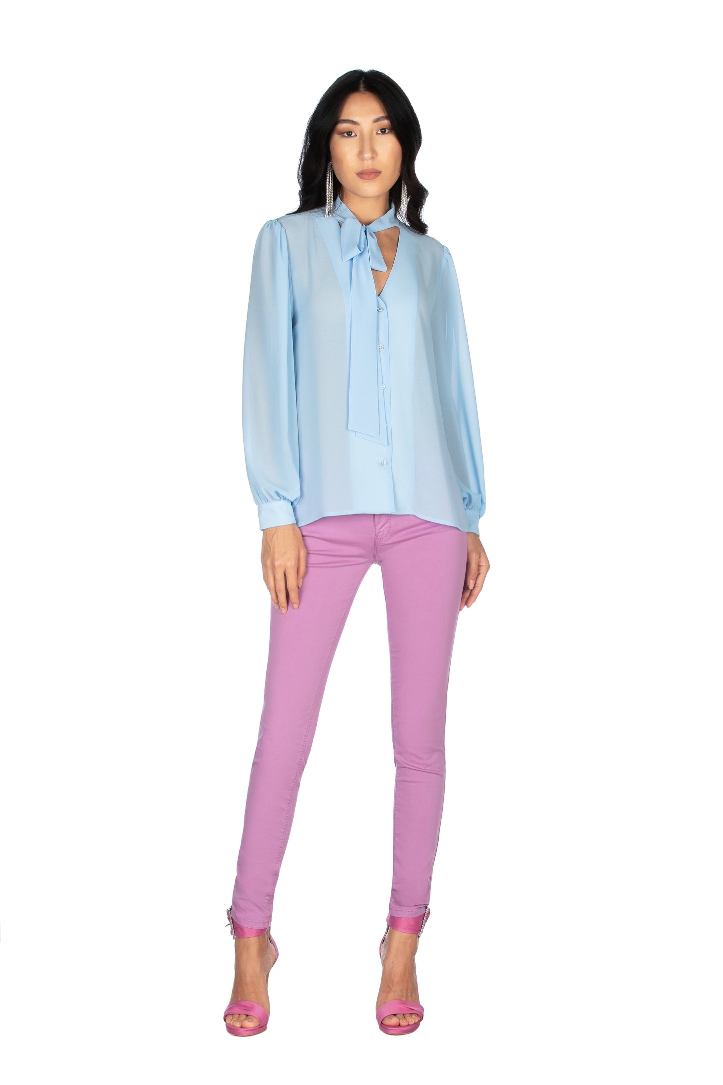 SIMON-BIS 长袖宽领双V领衬衫