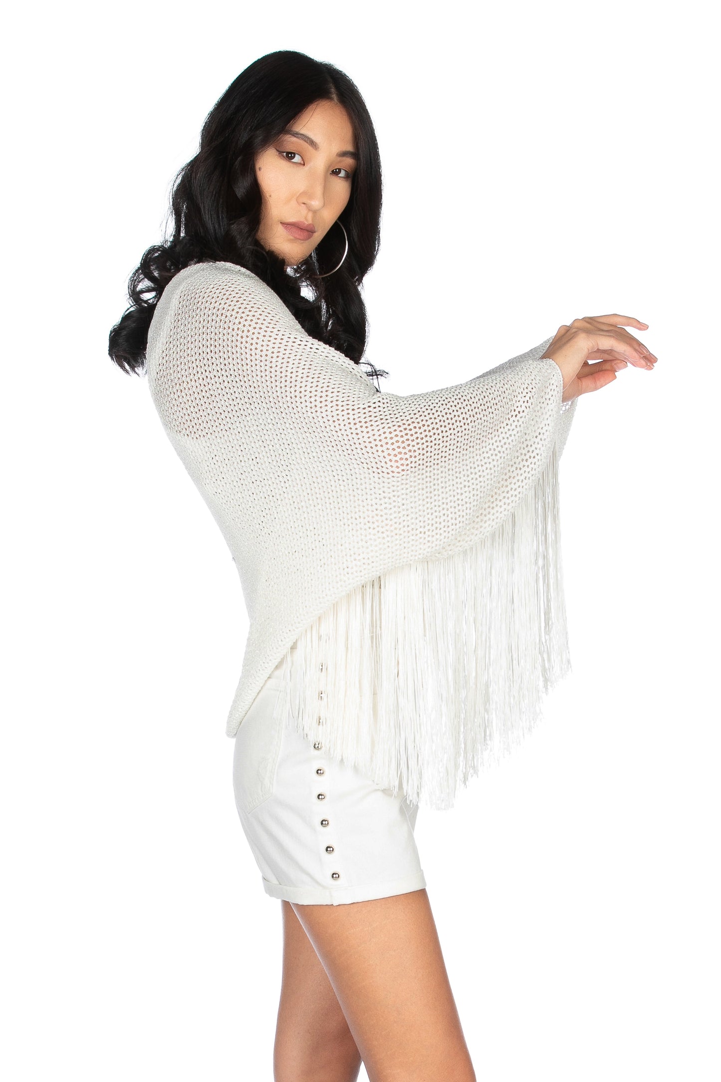 SCIALISARD 彩虹色网状流苏披肩