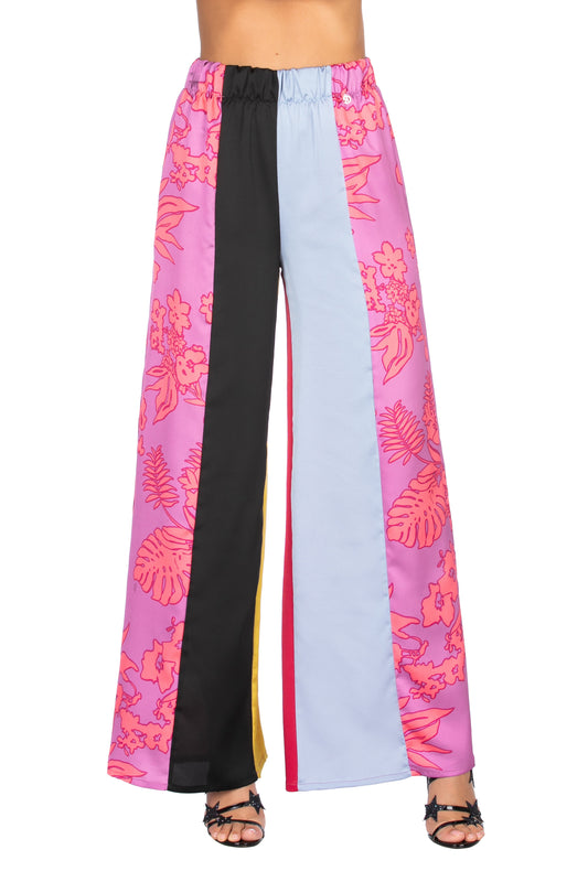 VERDD 多色花卉图案阔腿裤