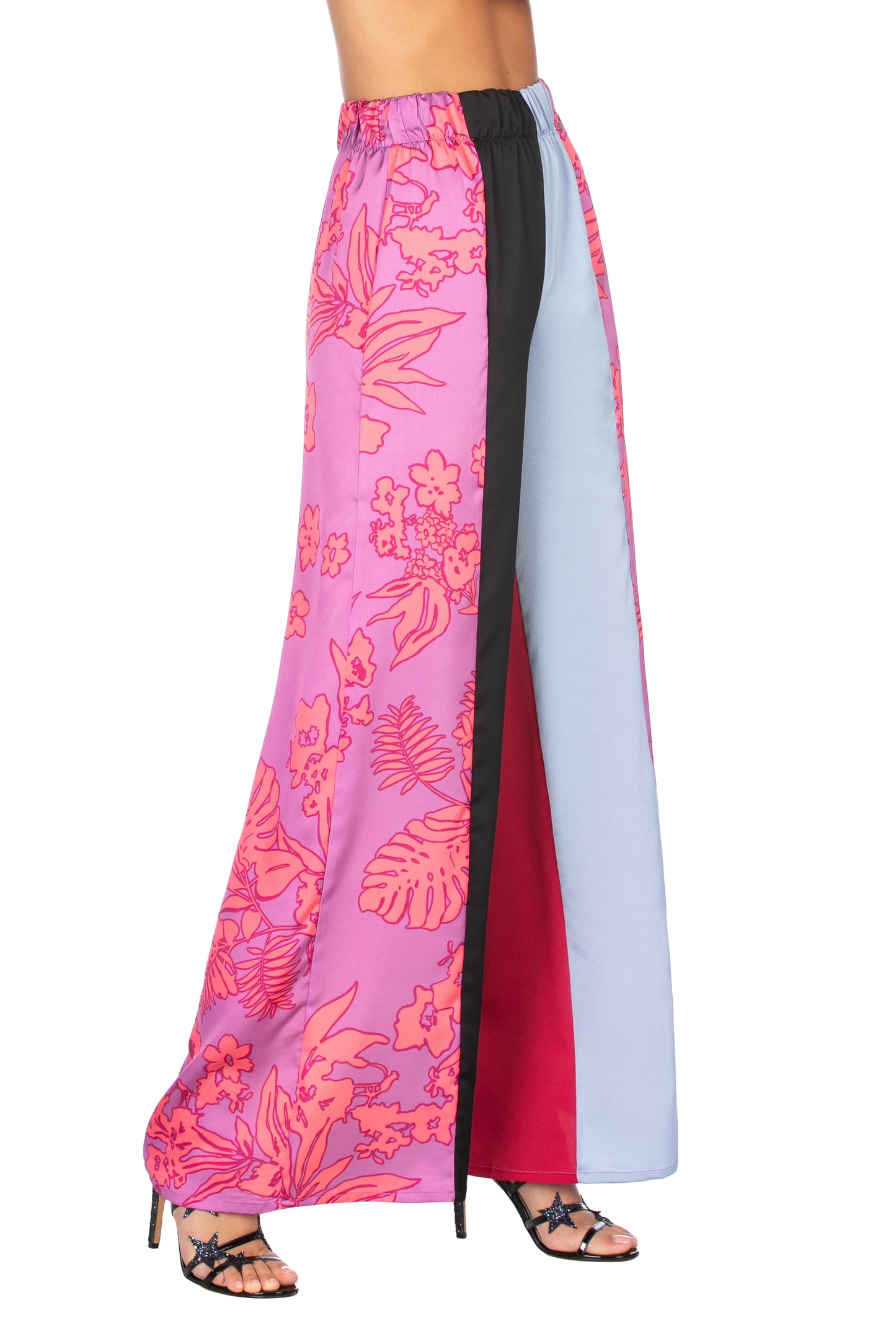 VERDD 多色花卉图案阔腿裤