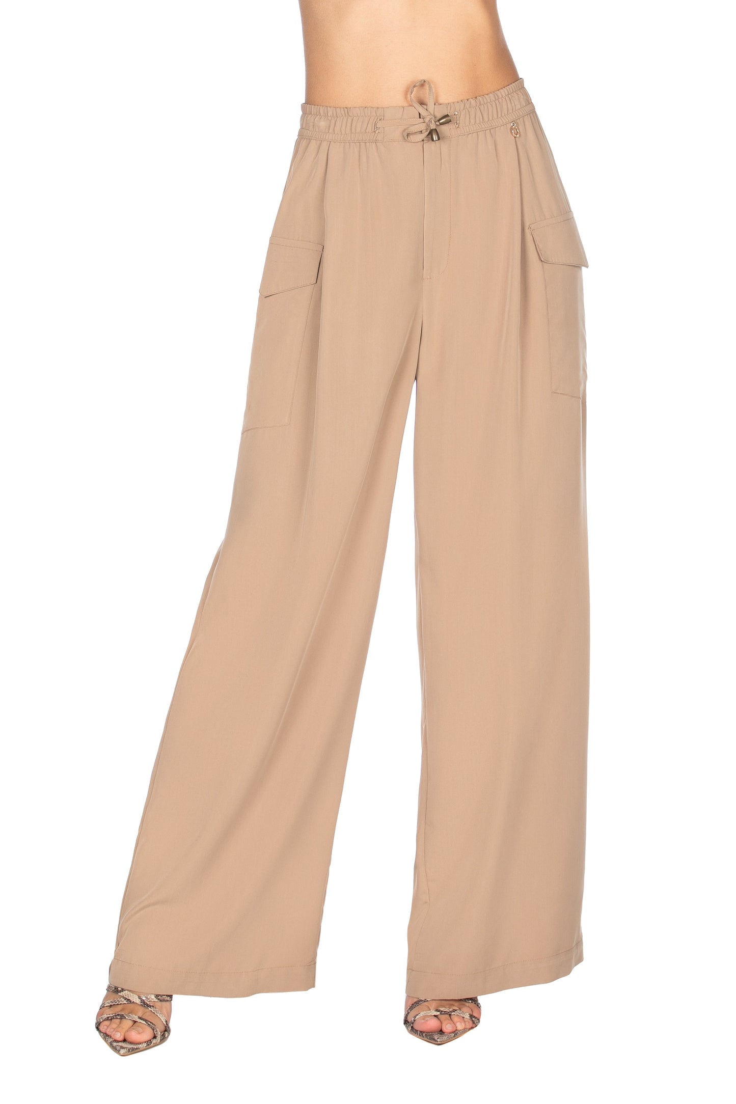 TENSELA 带口袋和束带的阔腿裤
