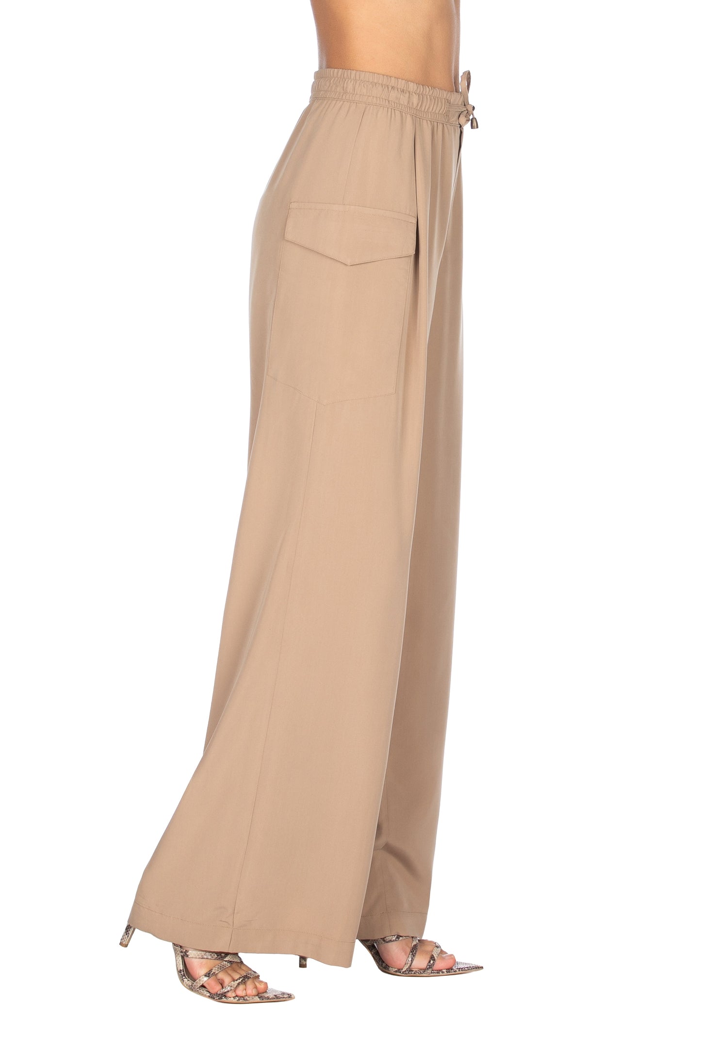 TENSELA 带口袋和束带的阔腿裤