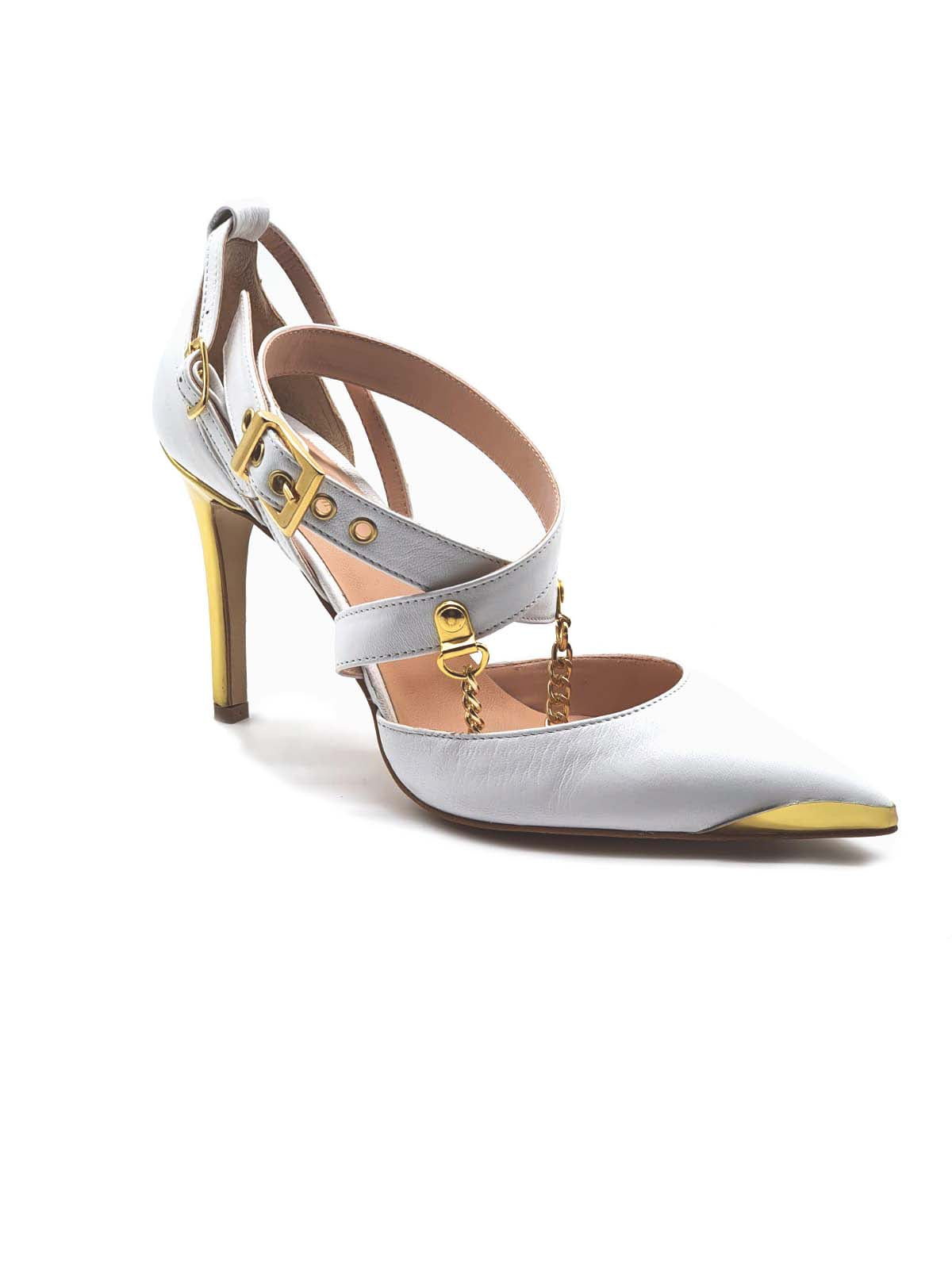 PUNGENT 凉鞋，鞋跟加金属鞋头加绑带