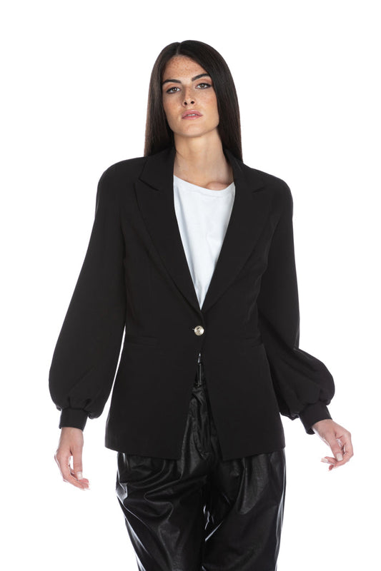 SANGAY 长款气球袖夹克，配有贴边口袋和金色纽扣