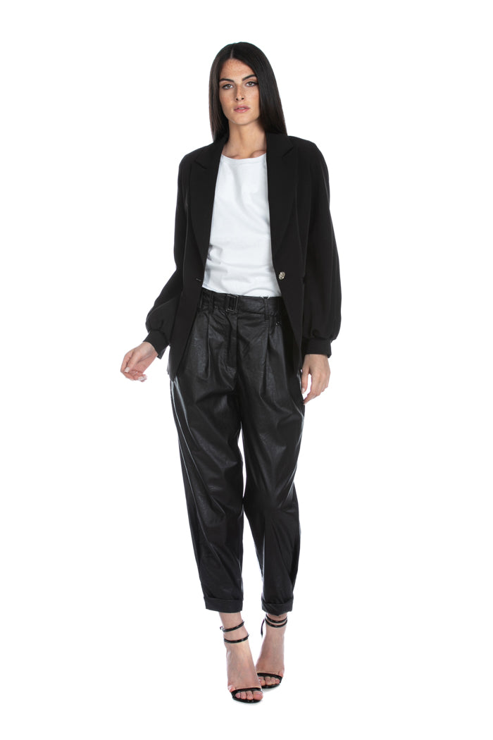 SANGAY 长款气球袖夹克，配有贴边口袋和金色纽扣