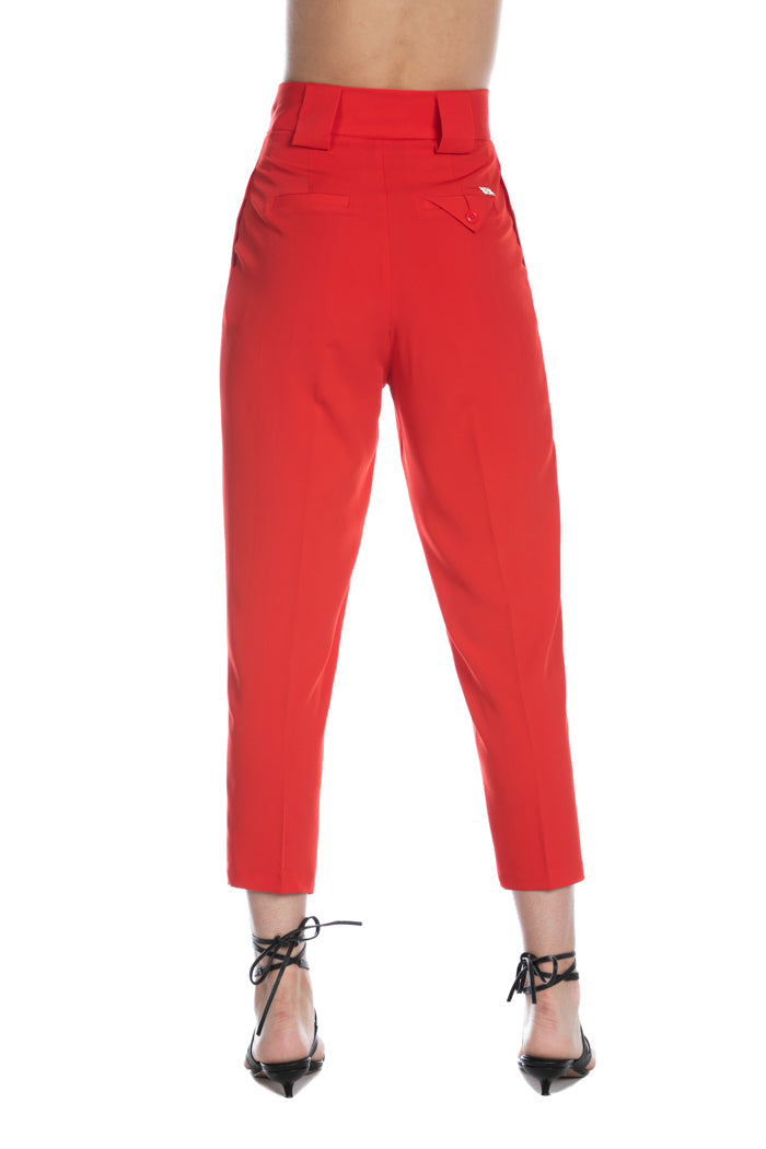 SETMU 褶皱加口袋加环高腰裤