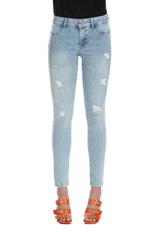 Jeggings 牛仔裤 DAISY/A 修身版型一粒扣两个口袋牛仔撕裂
