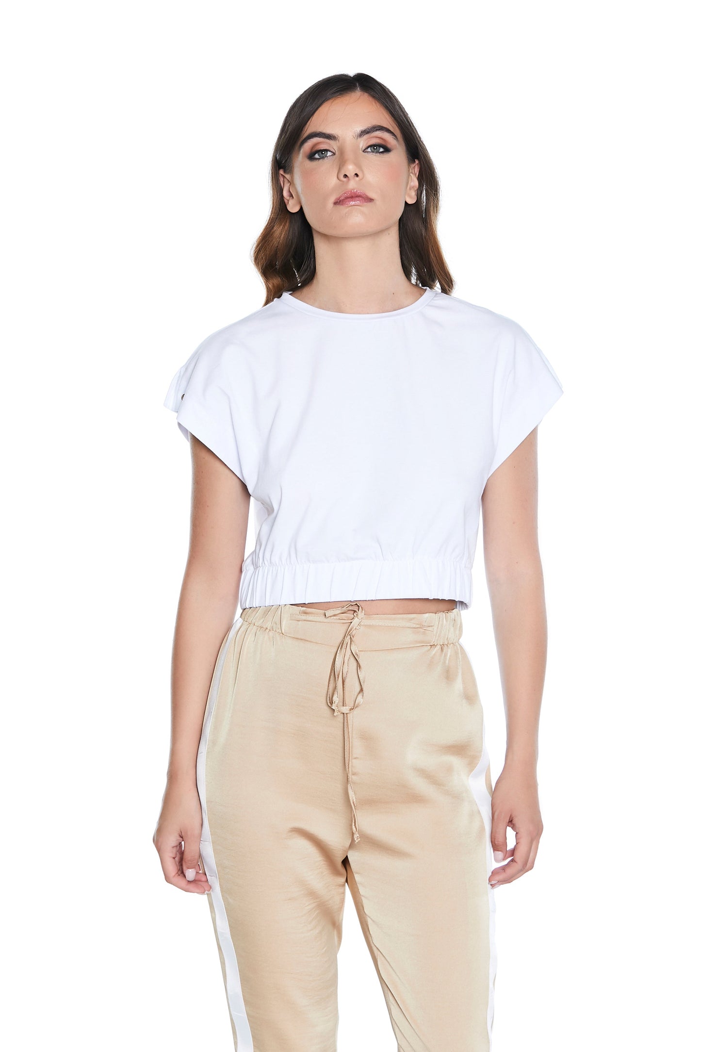 短款 STENLERS T-Shirt 和服半袖加穿孔金字加弹力